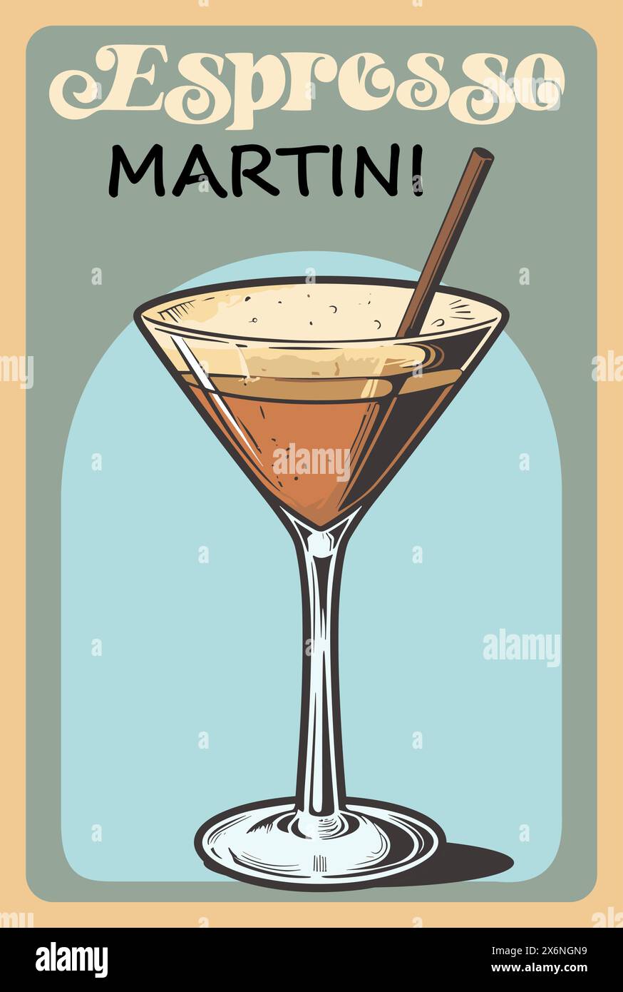 Espresso Martini Cocktail Retro Poster Vektorkunst Stock Vektor