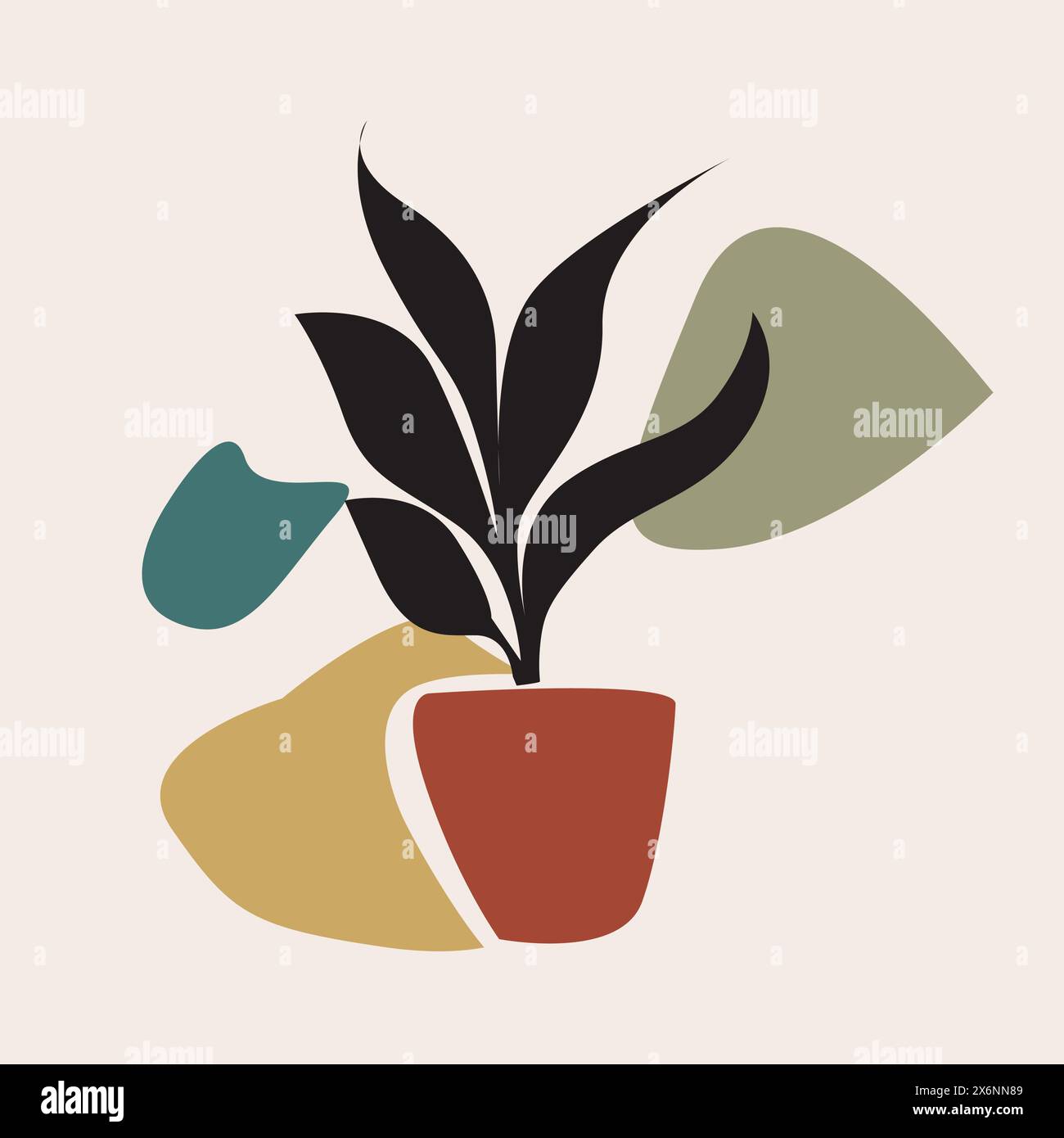 Elegante abstrakte Blume in einer Vase Poster Illustrationen: Künstlerische Designs für moderne und stilvolle Einrichtung Stock Vektor