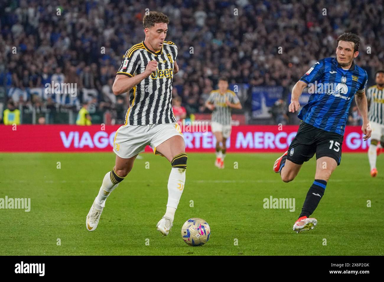 Rom, Italie. Mai 2024. Dusan Vlahovic (Juventus FC) während des Italienischen Cups, Coppa Italia, Finale des Fußballspiels zwischen Atalanta BC und Juventus FC am 15. Mai 2024 im Stadio Olimpico in Rom, Italien - Foto Morgese-Rossini/DPPI Credit: DPPI Media/Alamy Live News Stockfoto