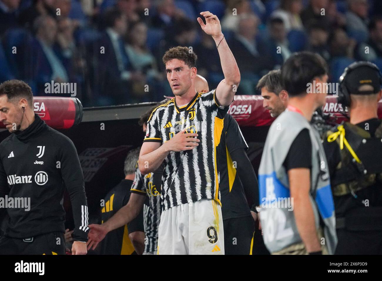 Rom, Italie. Mai 2024. Dusan Vlahovic (Juventus FC) während des Italienischen Cups, Coppa Italia, Finale des Fußballspiels zwischen Atalanta BC und Juventus FC am 15. Mai 2024 im Stadio Olimpico in Rom, Italien - Foto Morgese-Rossini/DPPI Credit: DPPI Media/Alamy Live News Stockfoto