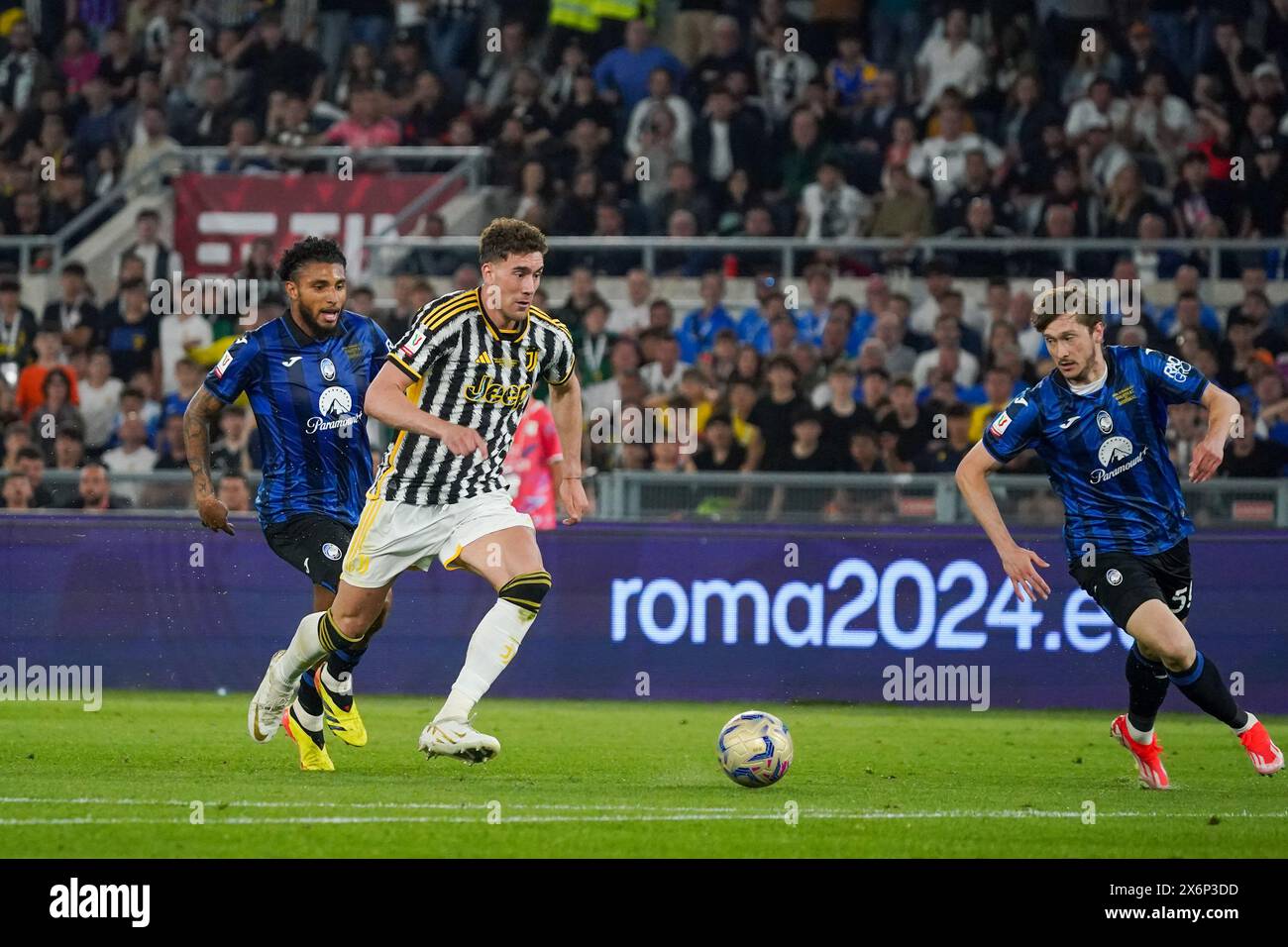 Rom, Italie. Mai 2024. Dusan Vlahovic (Juventus FC) während des Italienischen Cups, Coppa Italia, Finale des Fußballspiels zwischen Atalanta BC und Juventus FC am 15. Mai 2024 im Stadio Olimpico in Rom, Italien - Foto Morgese-Rossini/DPPI Credit: DPPI Media/Alamy Live News Stockfoto