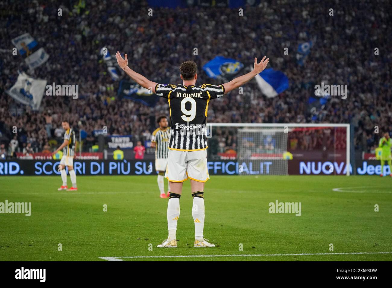Rom, Italie. Mai 2024. Dusan Vlahovic (Juventus FC) während des Italienischen Cups, Coppa Italia, Finale des Fußballspiels zwischen Atalanta BC und Juventus FC am 15. Mai 2024 im Stadio Olimpico in Rom, Italien - Foto Morgese-Rossini/DPPI Credit: DPPI Media/Alamy Live News Stockfoto