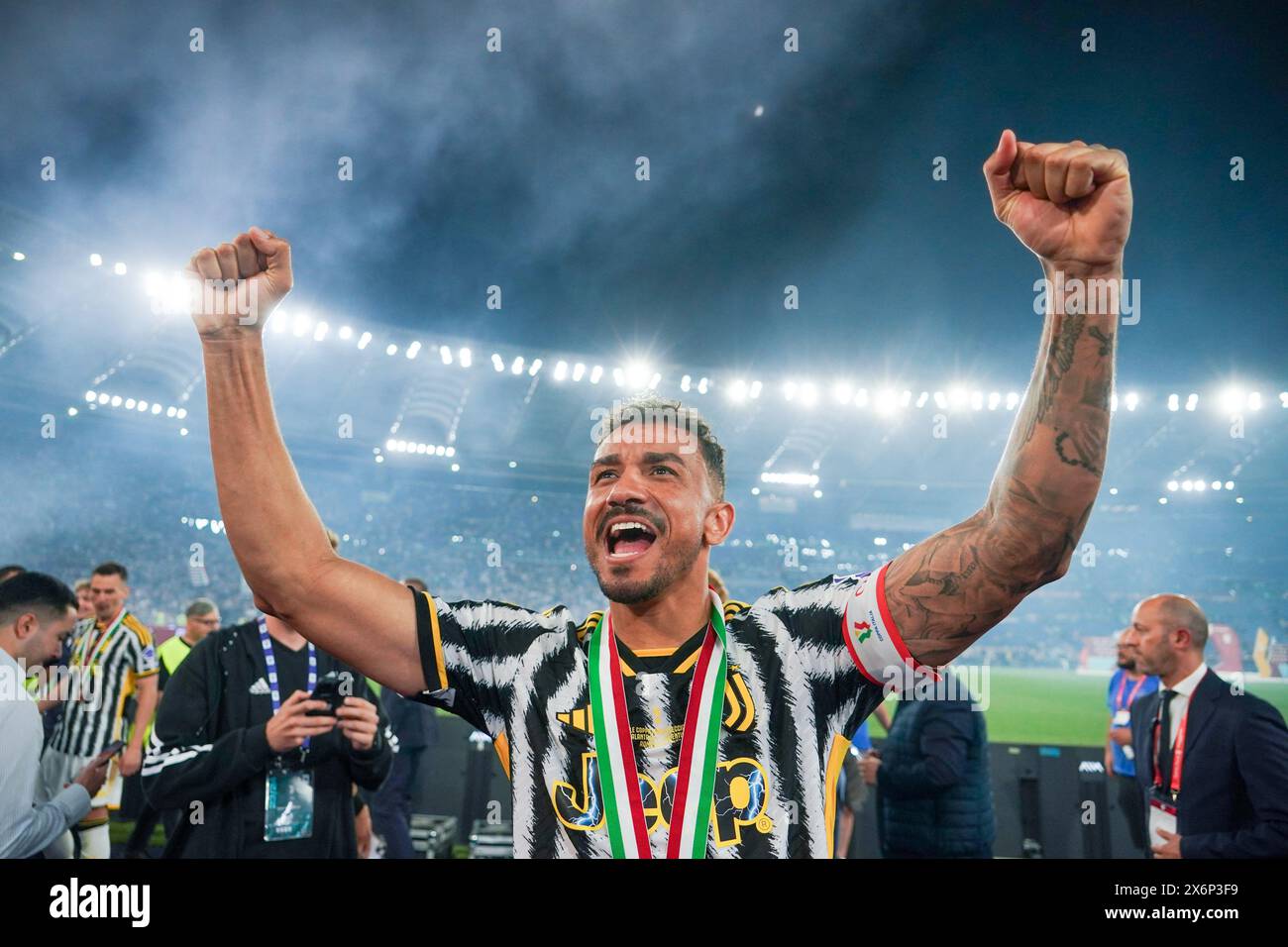 Rom, Italie. Mai 2024. Danilo (Juventus FC) feiert während des Italienischen Pokals, Coppa Italia, des letzten Fußballspiels zwischen Atalanta BC und Juventus FC am 15. Mai 2024 im Stadio Olimpico in Rom, Italien - Foto Morgese-Rossini/DPPI Credit: DPPI Media/Alamy Live News Stockfoto
