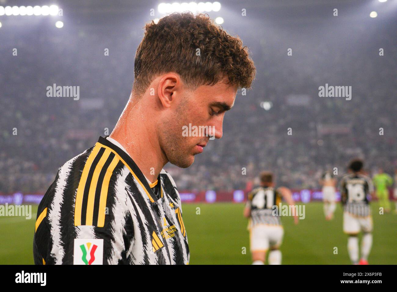 Rom, Italie. Mai 2024. Dusan Vlahovic (Juventus FC) während des Italienischen Cups, Coppa Italia, Finale des Fußballspiels zwischen Atalanta BC und Juventus FC am 15. Mai 2024 im Stadio Olimpico in Rom, Italien - Foto Morgese-Rossini/DPPI Credit: DPPI Media/Alamy Live News Stockfoto