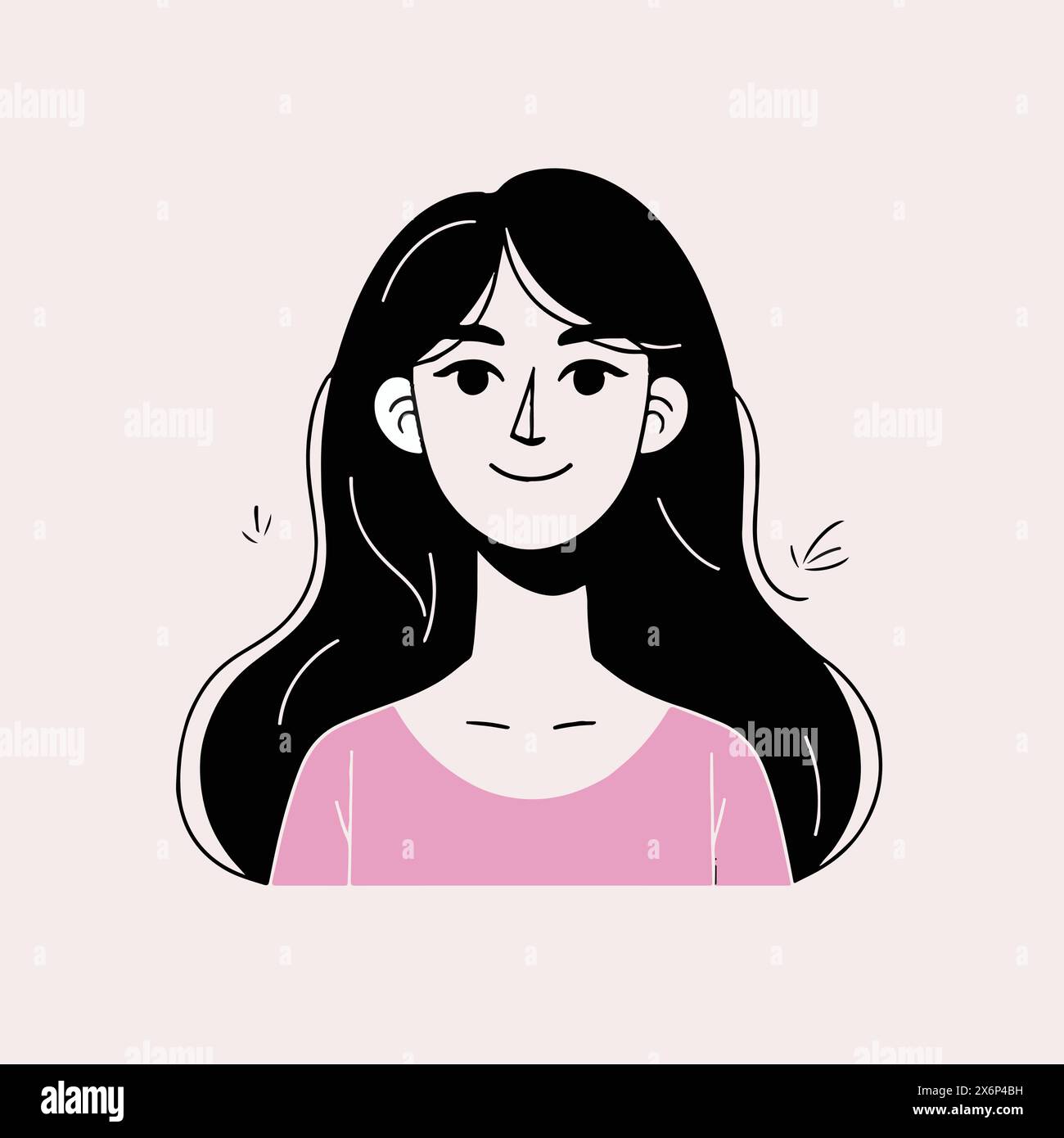 Charming Female and Girl Character Illustrations: Verschiedene Posen mit einem Hauch von Pink für kreative Projekte Stock Vektor