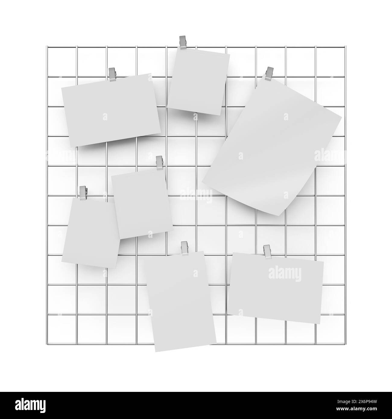 Gitter Postkarten und Fotos isoliertes 3D-Rendering im Hintergrund Stockfoto