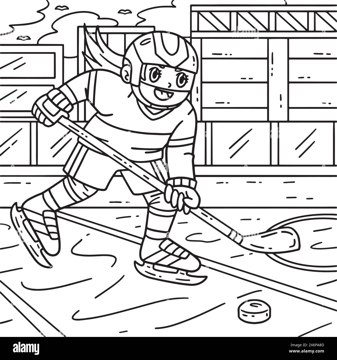 Eishockeyspieler Jagt Hockey Puck Coloring Stock Vektor