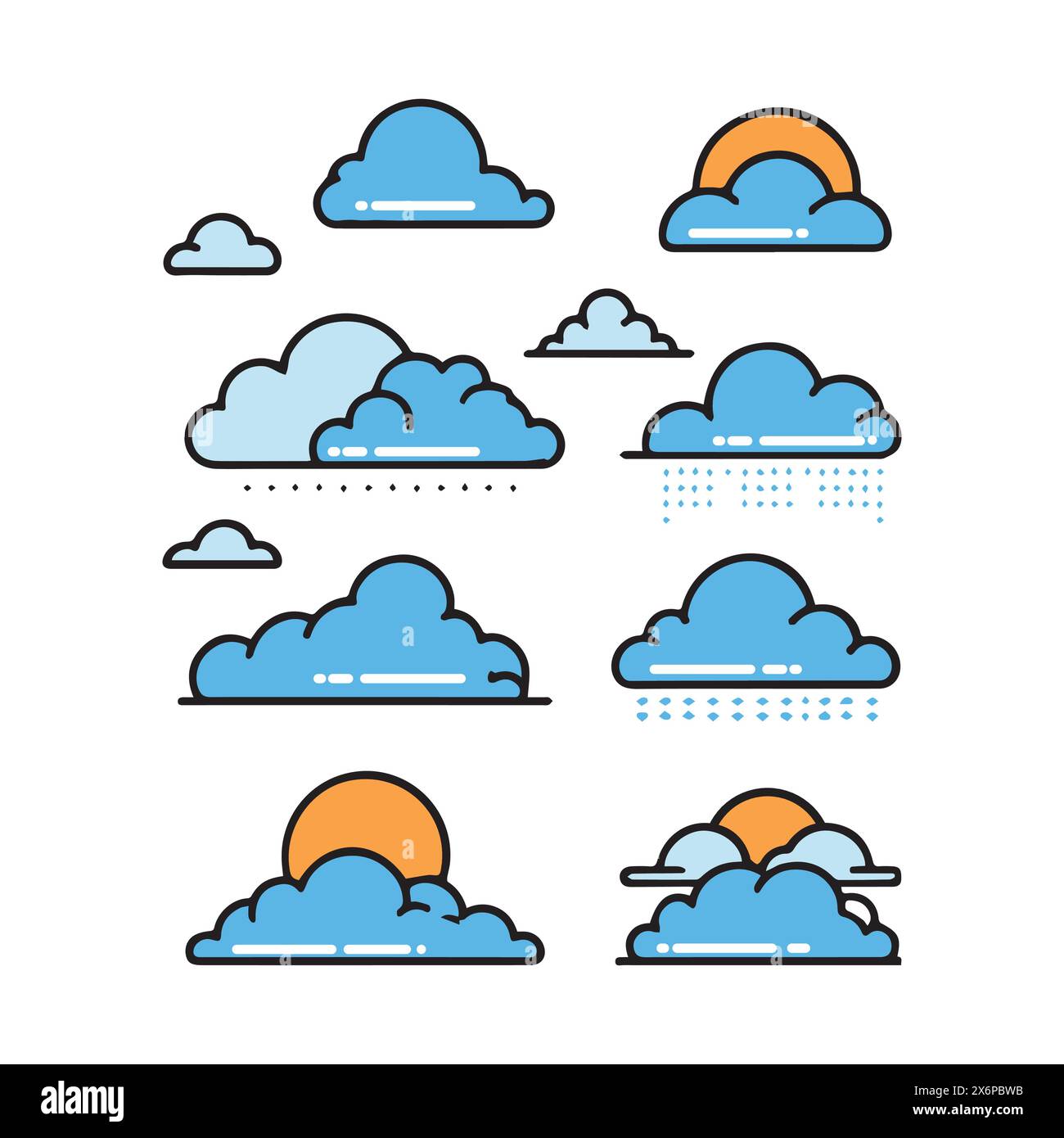 Bezaubernde und bezaubernde Cloud Vector Illustrations: Eine entzückende Kollektion für kreative und verspielte Designs Stock Vektor