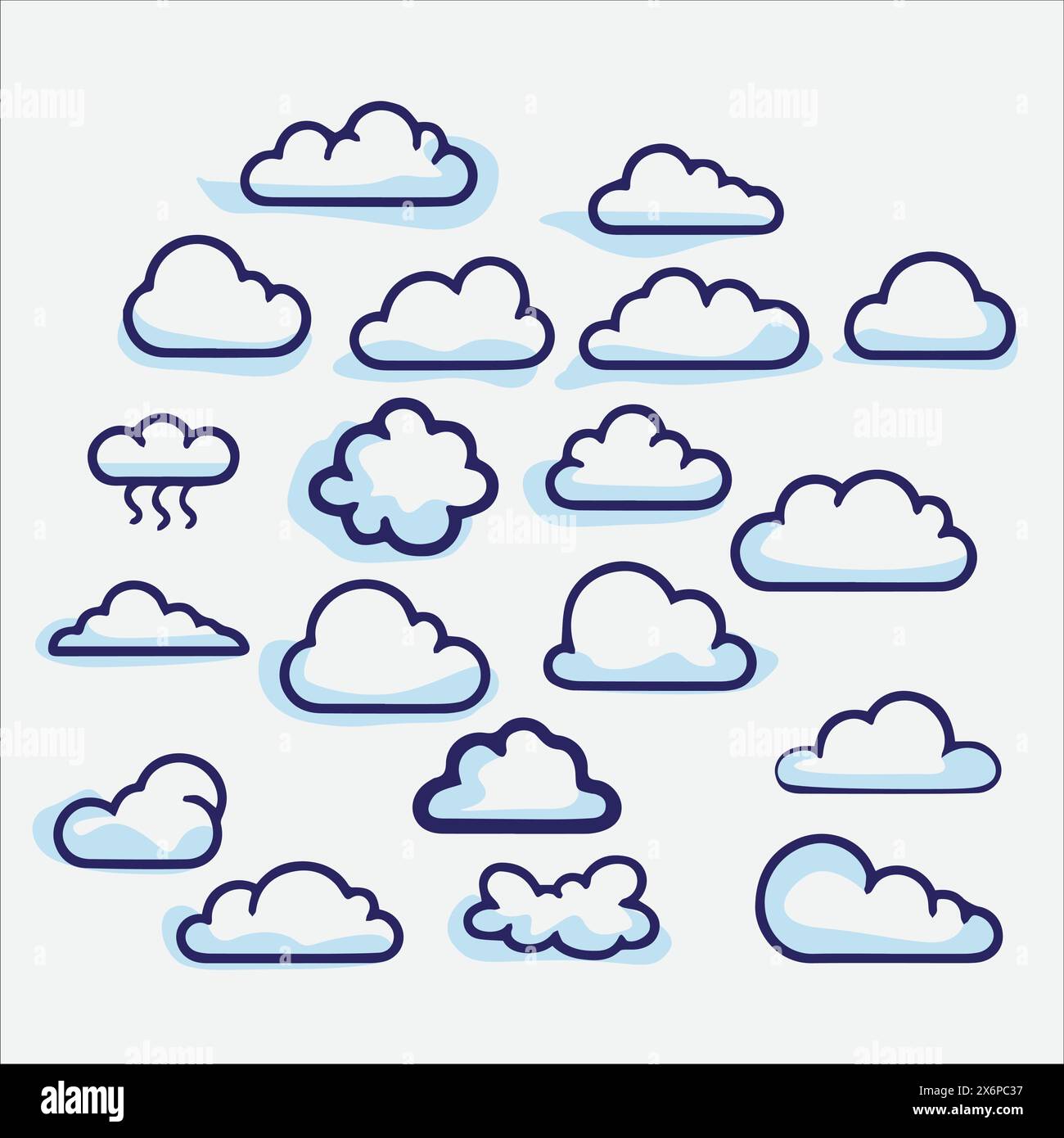 Bezaubernde und bezaubernde Cloud Vector Illustrations: Eine entzückende Kollektion für kreative und verspielte Designs Stock Vektor