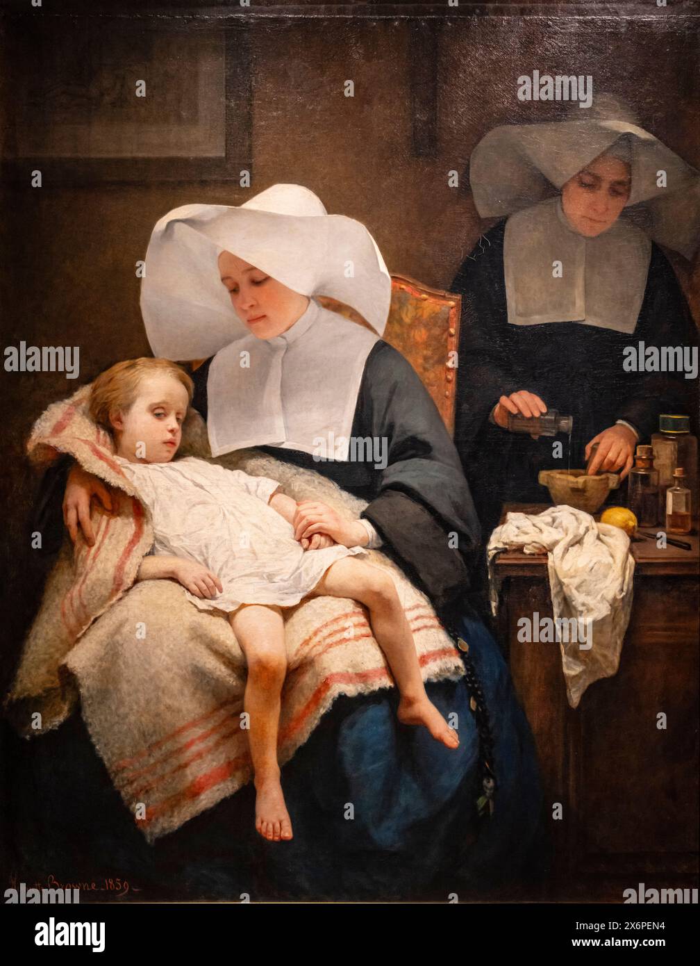 Henriette Browne, die Schwestern der Barmherzigkeit, 1859, Öl auf Leinwand, Hamburger Kunsthalle, Hamburgo. Stockfoto