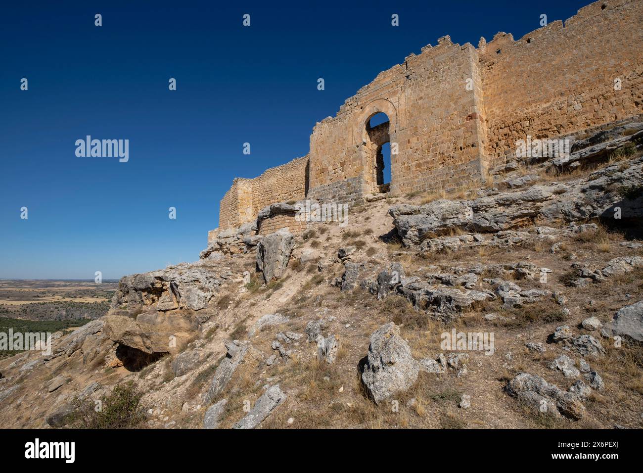 Kalifat-Tor, Gormaz Castle, 10. Jahrhundert, Gormaz, Soria, autonome Gemeinschaft Kastilien, Spanien, Europa. Stockfoto