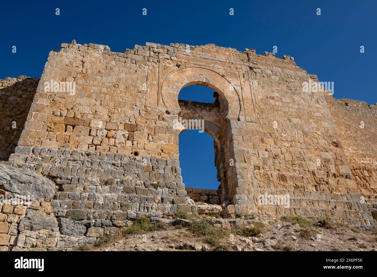 Kalifat-Tor, Gormaz Castle, 10. Jahrhundert, Gormaz, Soria, autonome Gemeinschaft Kastilien, Spanien, Europa. Stockfoto