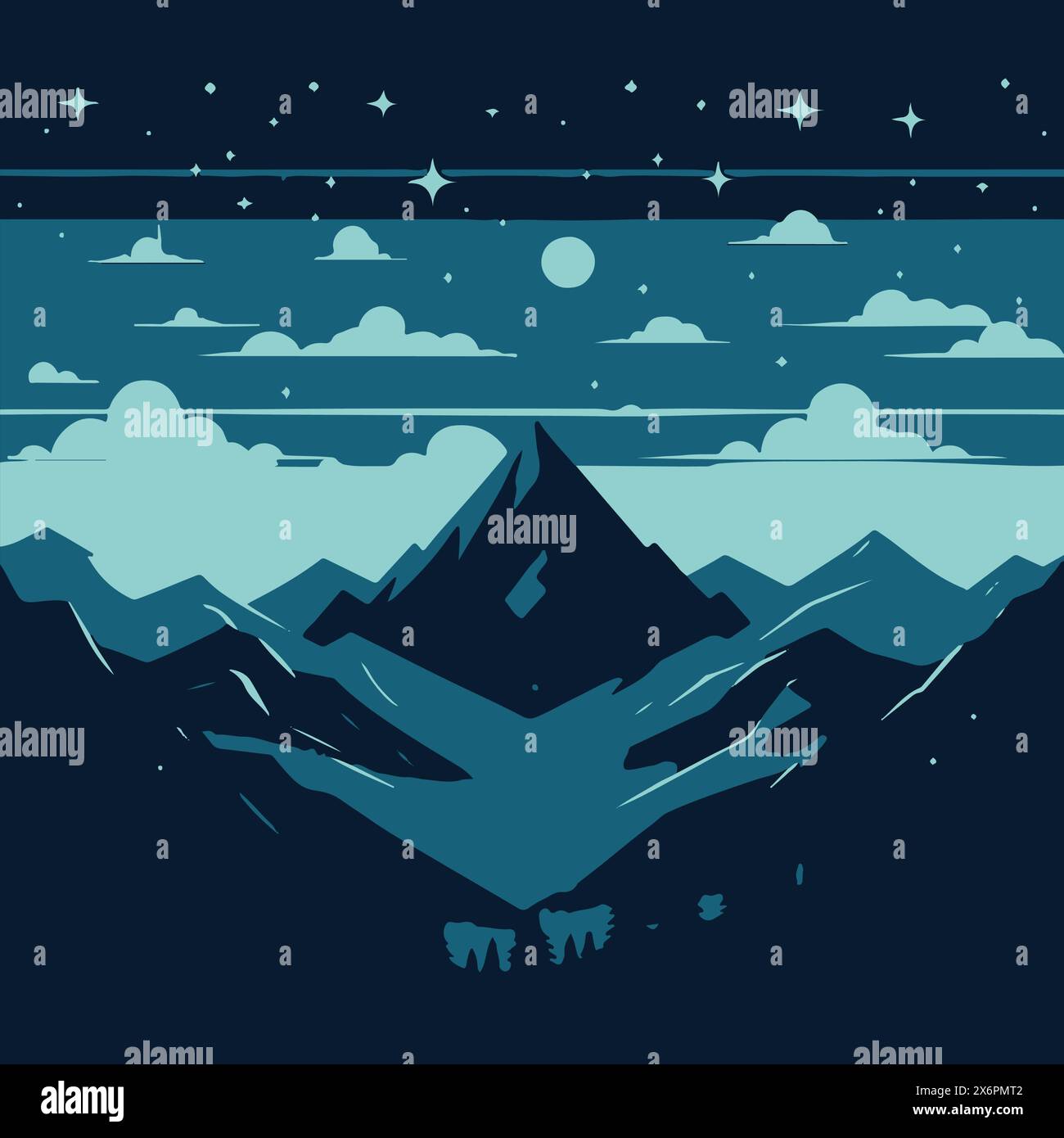 Mountain Silhouettes Vector Illustrations: Die beschauliche Schönheit der Natur bei Dämmerung festhalten Stock Vektor