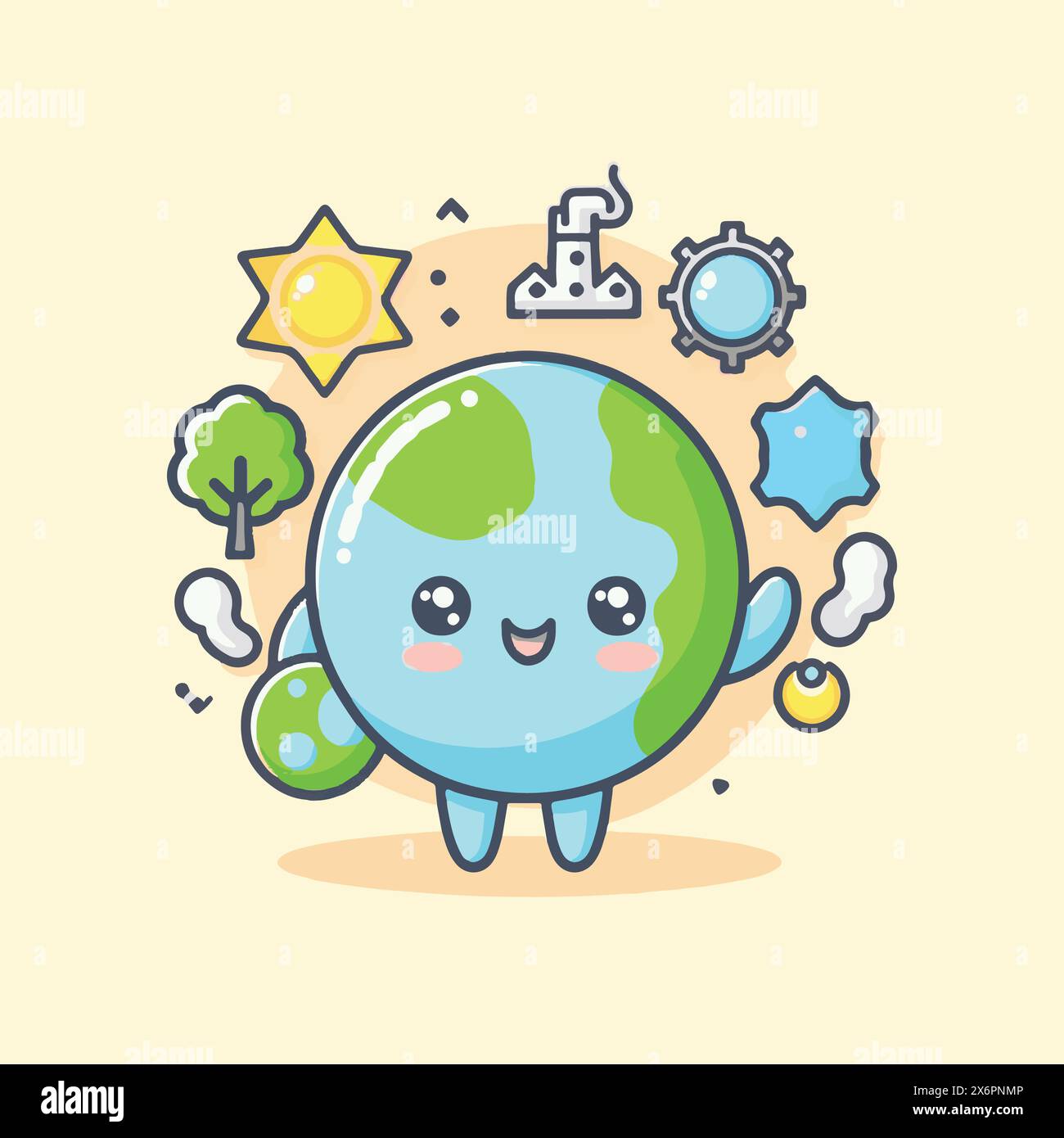 Spielerische Bildungs- und Umwelt-Cartoonvektoren: Lustige und informative Designs für ansprechendes Lernen Stock Vektor