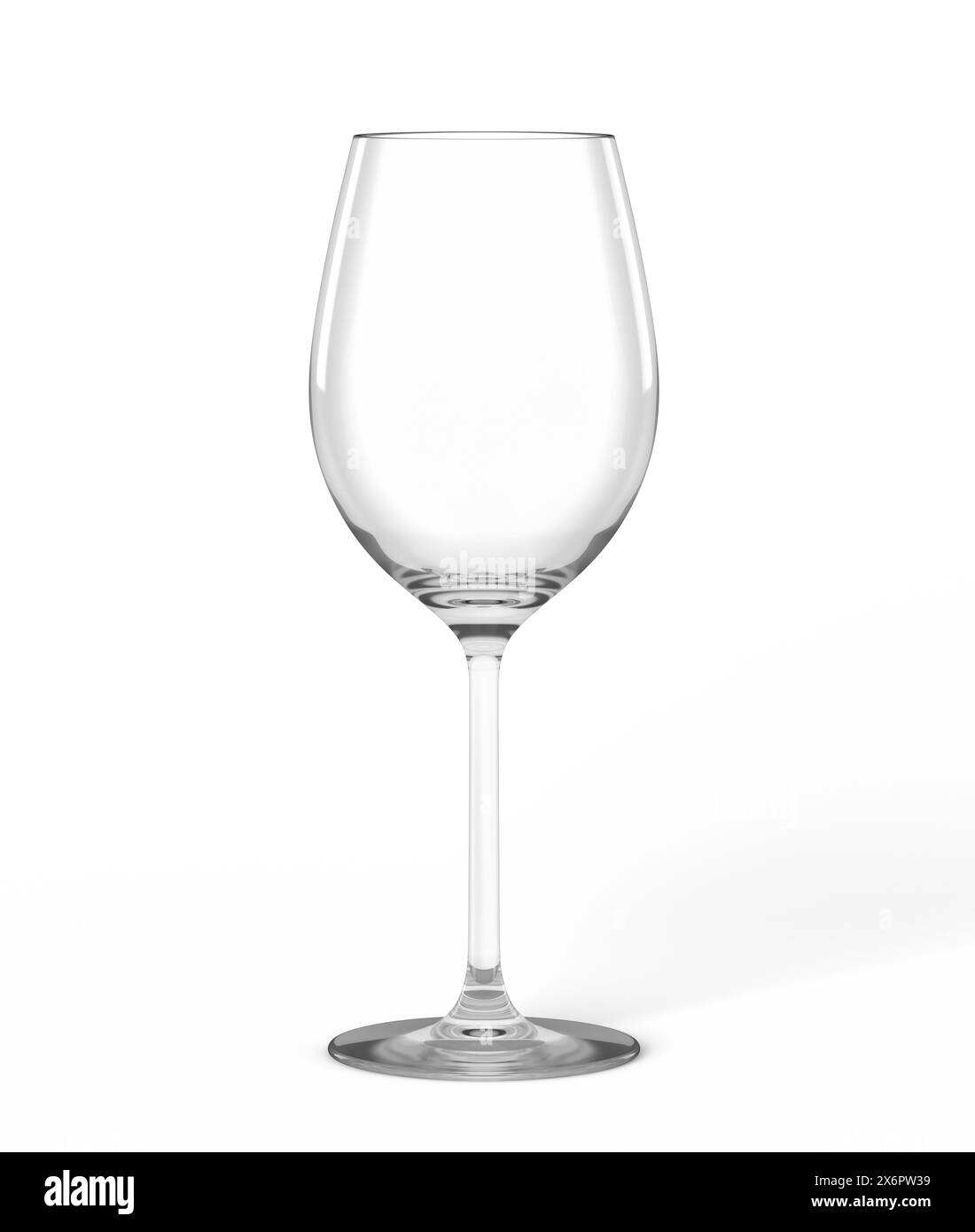 Leere Weinglas auf weißem Hintergrund Stockfoto