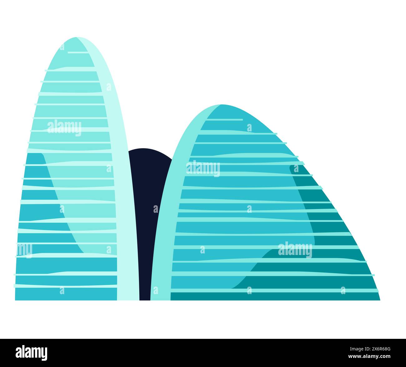 Wolkenkratzer Wangjing SOHO – modernes, flaches Design mit Einzelbild Stock Vektor