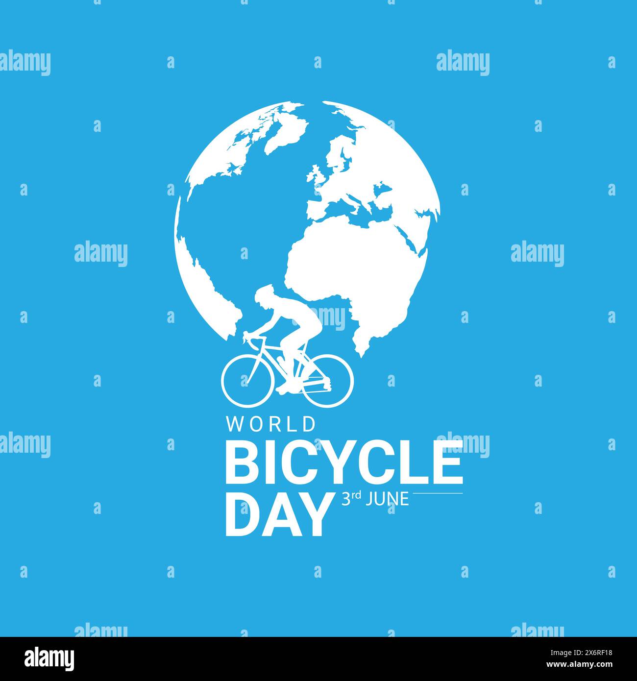 World Bicycle Day kreative einzigartige grüne natürliche umweltfreundliche Konzeptidee. Gehen Sie grün und retten Sie die Umwelt. Fahrrad Grün Stock Vektor