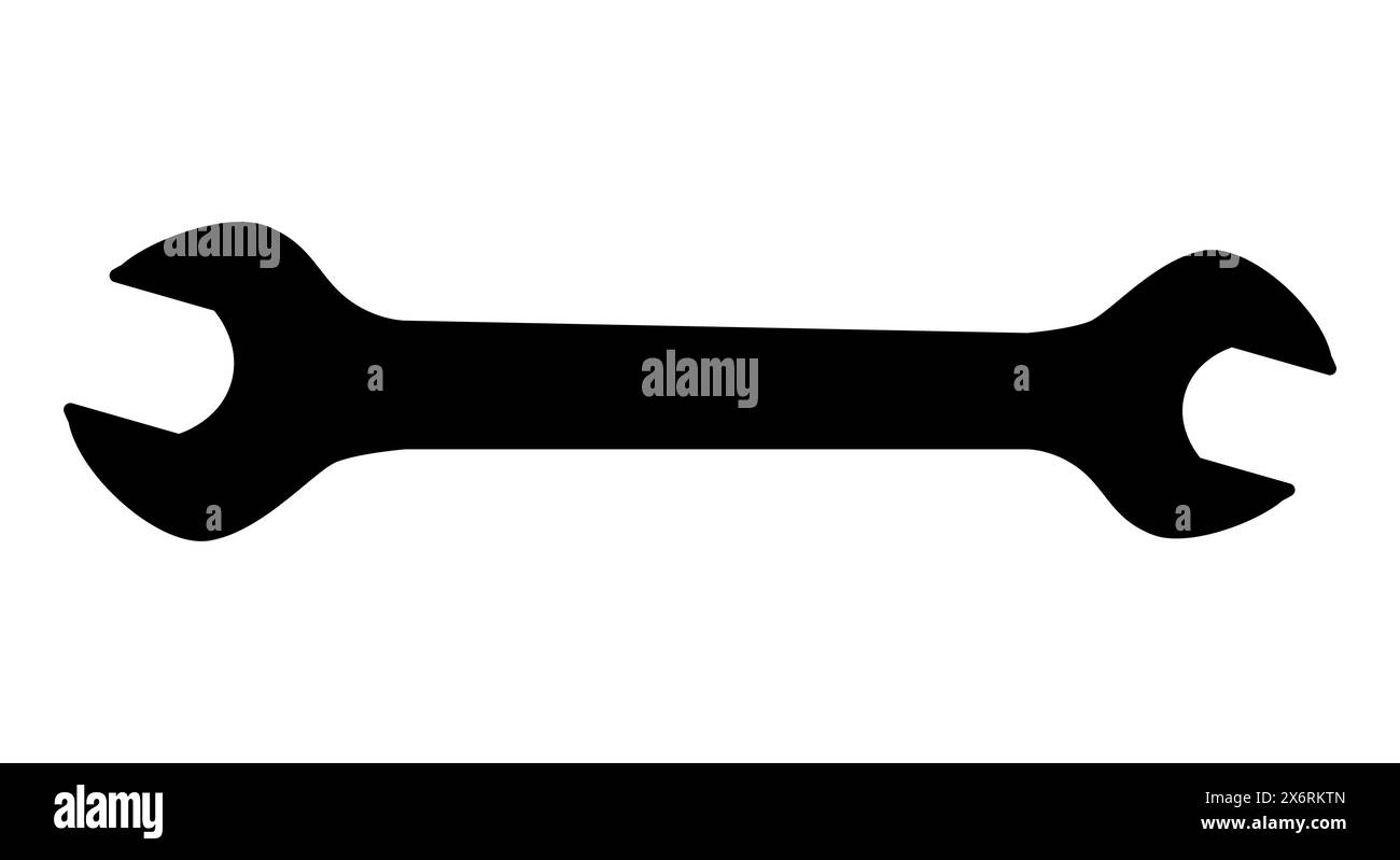 Silhouettenform des Schlüssels, schwarz-weiße Vektorillustration des Handwerkzeugschlüssels Stock Vektor
