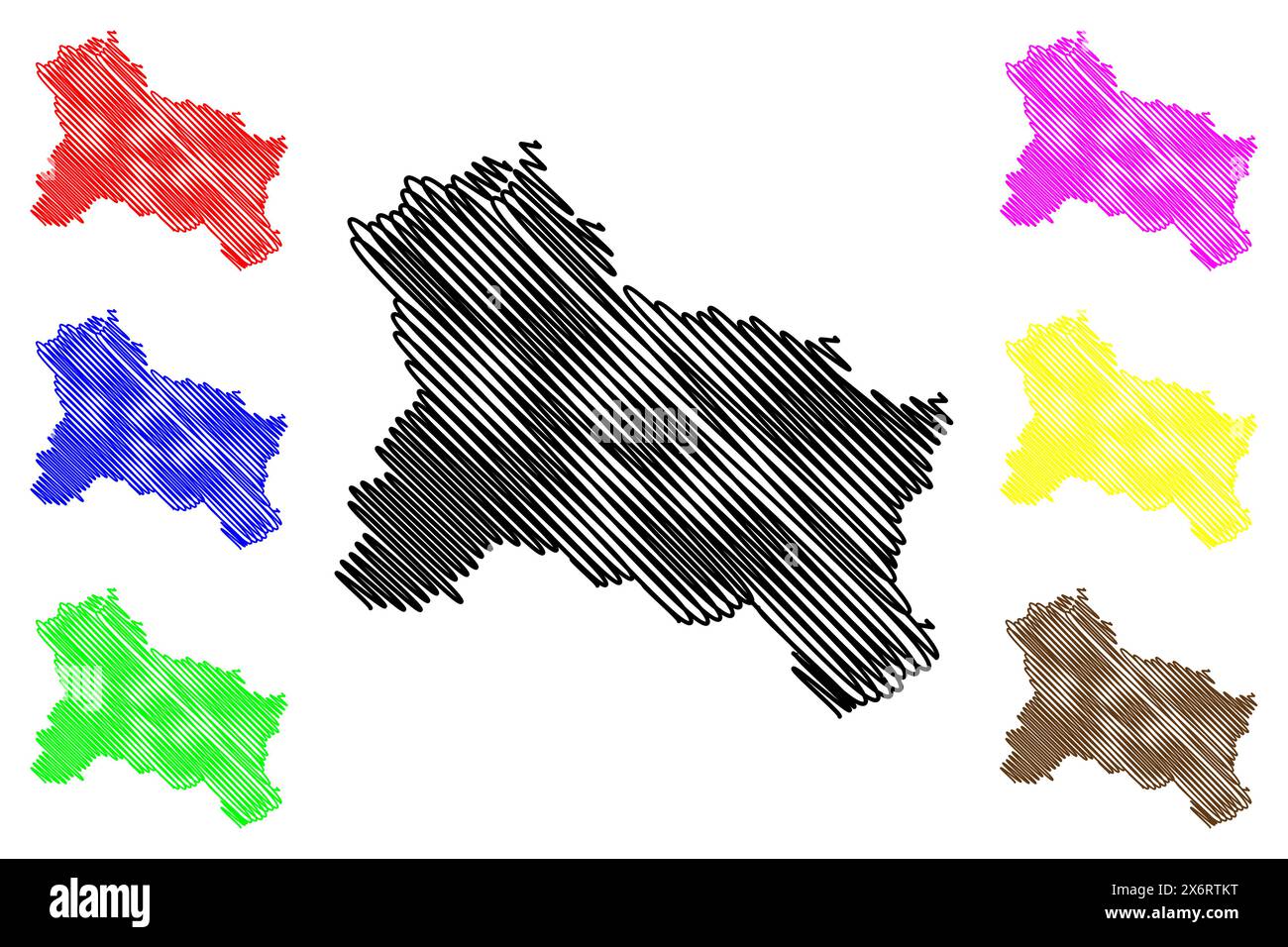 Bezirk Hallein (Republik Österreich oder Österreich, Bundesstaat Salzburg) Karte Vektordarstellung, Scribble Sketch Karte Bezirk Hallein oder Tennengau Karte Stock Vektor