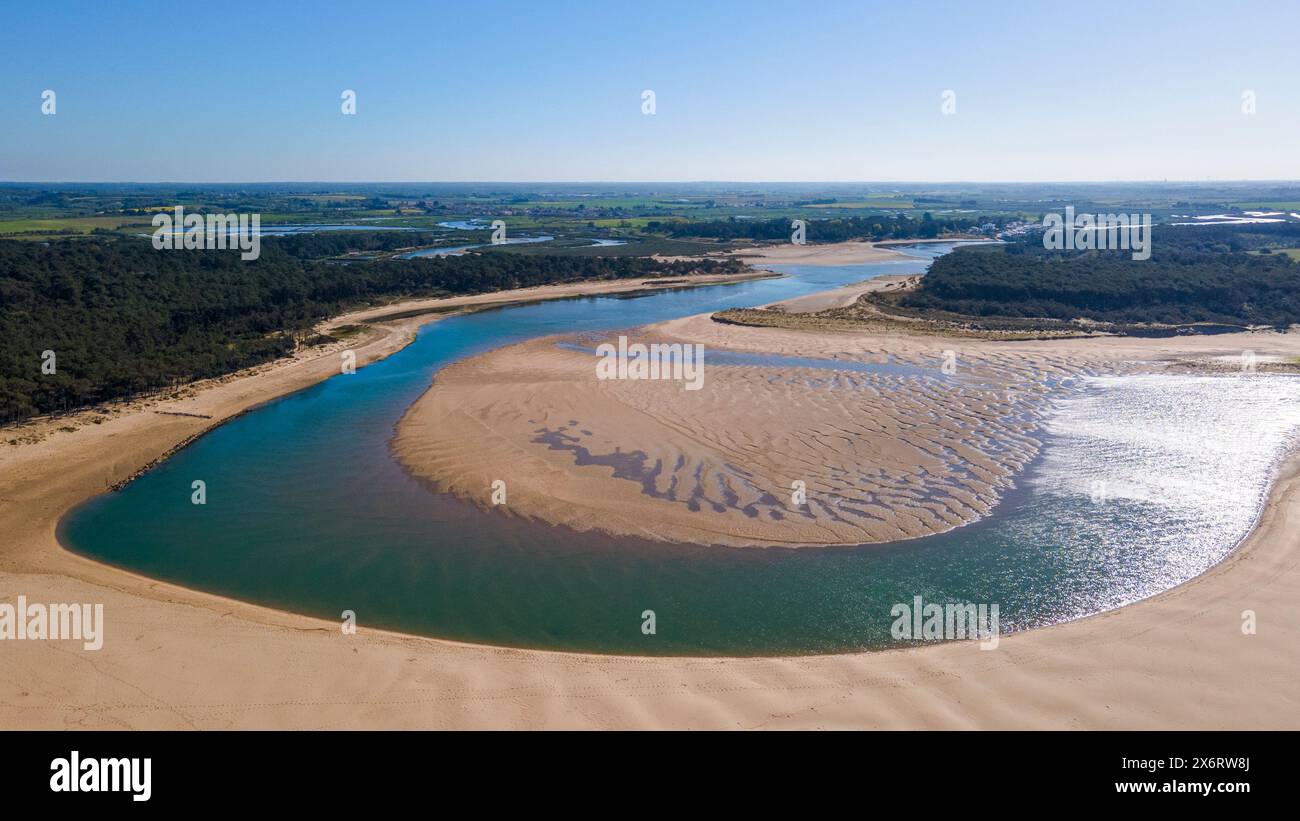 Strand Le Veillon und Mündung von Payre, Talmont-Saint-Hilaire, Vendee (85), Region Pays de la Loire, Frankreich Stockfoto