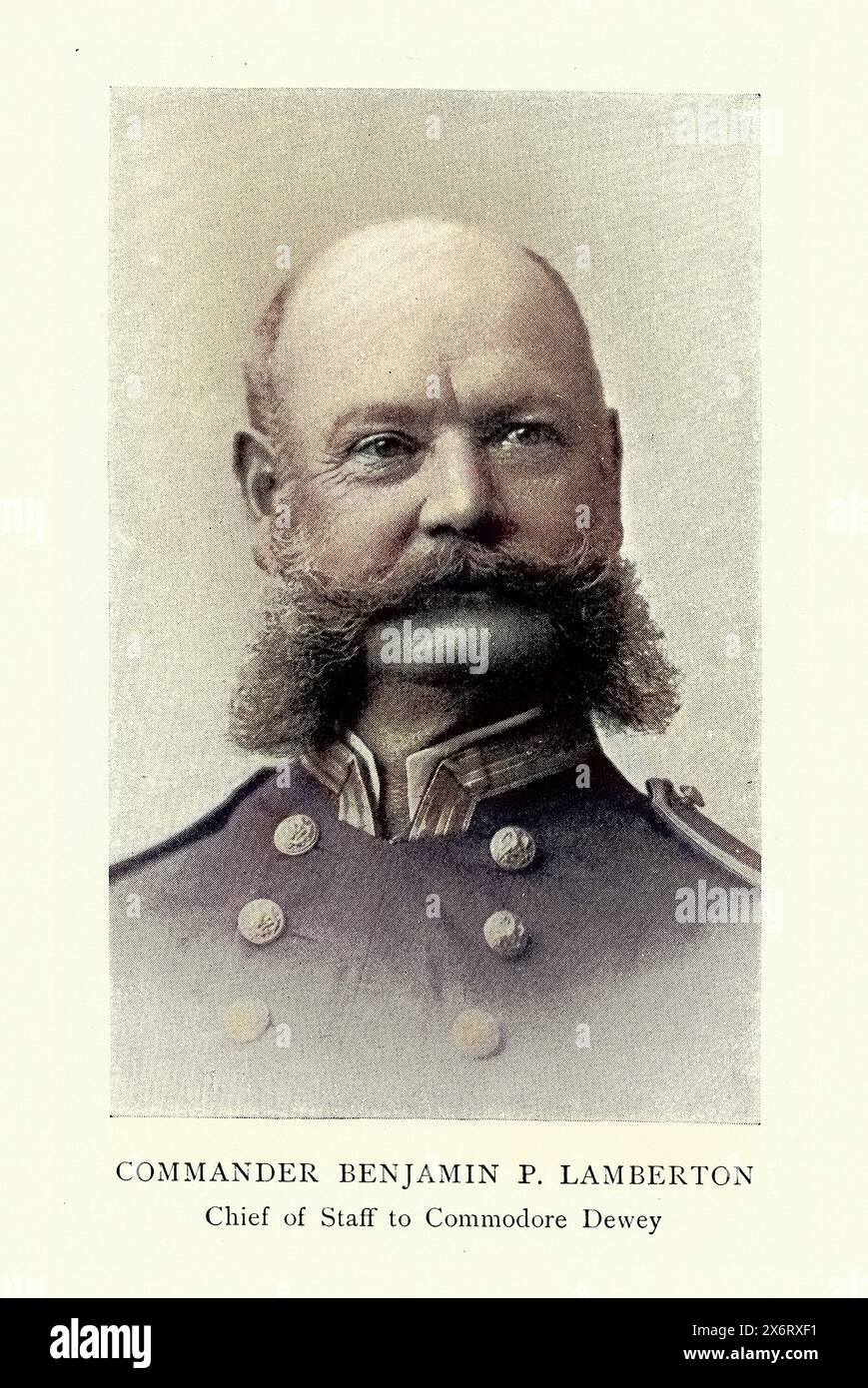 Vintage-Bild von Benjamin Peffer Lamberton, einem Konteradmiral der United States Navy, der im Spanisch-Amerikanischen Krieg diente. Stockfoto