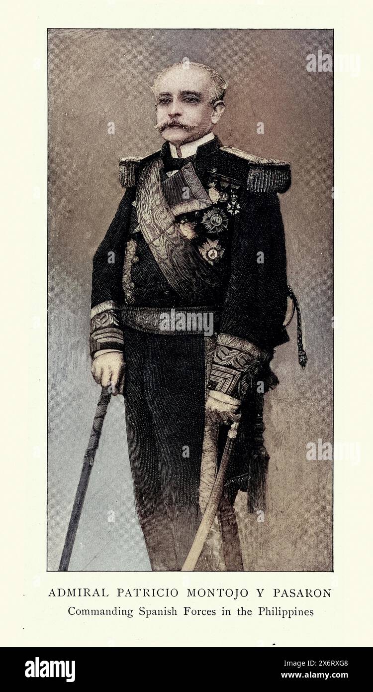 Vintage-Bild von Admiral Patricio Montojo y Pasarón, spanischer Marineoffizier, der während des Spanisch-Amerikanischen Krieges das spanische Pazifikgeschwader auf den Philippinen stationierte kommandierte. Stockfoto