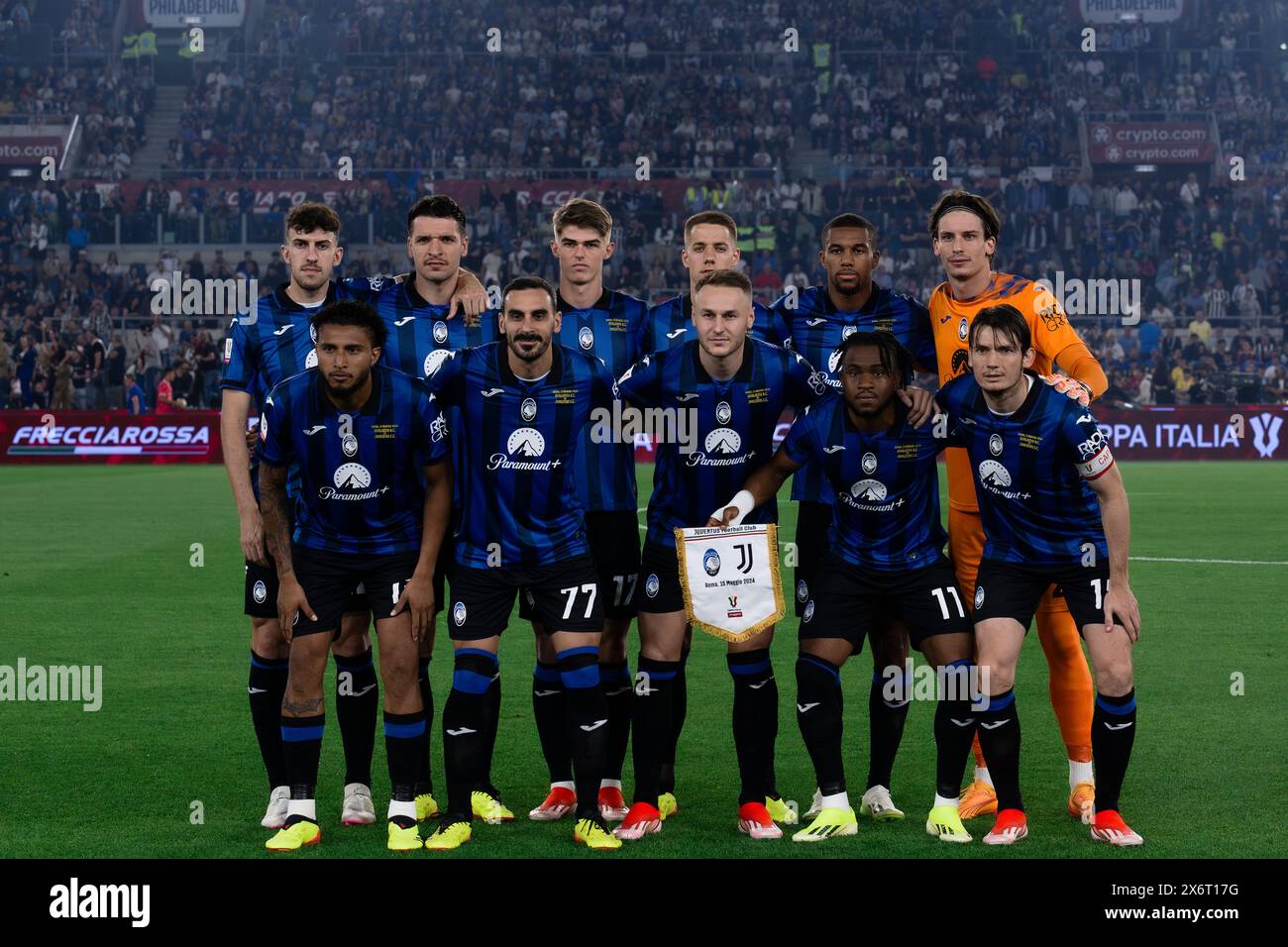 Rom, Italien. 15. Mai 2024. Spieler von Atalanta BC posieren für ein Mannschaftsfoto vor dem Finale des Coppa Italia Fußballspiels Atalanta BC und Juventus FC. Quelle: Nicolò Campo/Alamy Live News Stockfoto