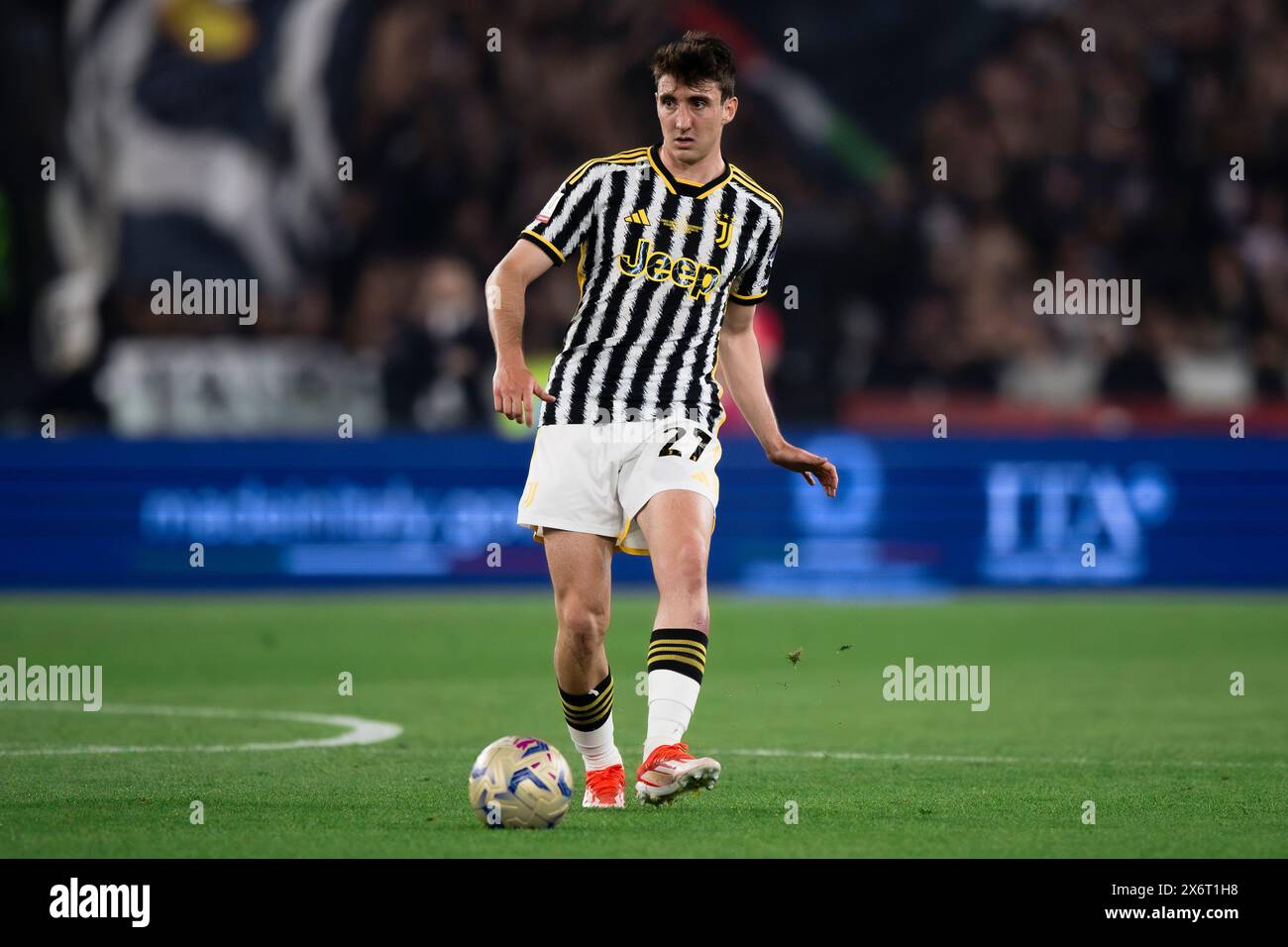 Rom, Italien. 15. Mai 2024. Andrea Cambiaso von Juventus FC in Aktion während des Finalspiels von Coppa Italia Atalanta BC und Juventus FC. Quelle: Nicolò Campo/Alamy Live News Stockfoto
