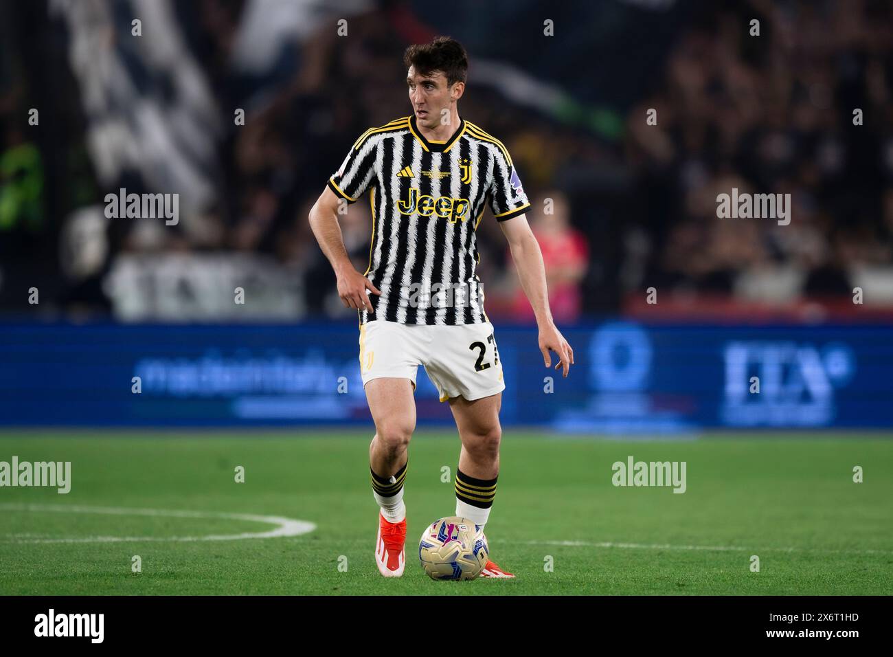 Rom, Italien. 15. Mai 2024. Andrea Cambiaso von Juventus FC in Aktion während des Finalspiels von Coppa Italia Atalanta BC und Juventus FC. Quelle: Nicolò Campo/Alamy Live News Stockfoto