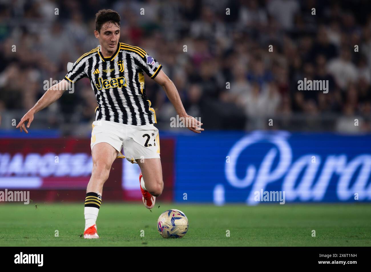 Rom, Italien. 15. Mai 2024. Andrea Cambiaso von Juventus FC in Aktion während des Finalspiels von Coppa Italia Atalanta BC und Juventus FC. Quelle: Nicolò Campo/Alamy Live News Stockfoto