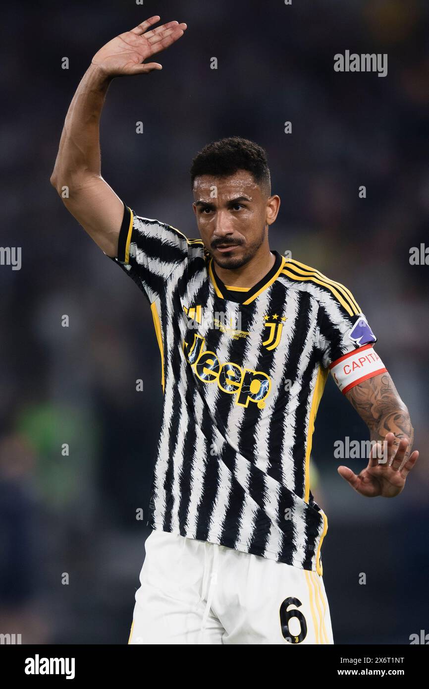 Rom, Italien. 15. Mai 2024. Danilo Luiz da Silva von Juventus FC Gesten während des Coppa Italia Endrunde des Fußballspiels Atalanta BC und Juventus FC. Quelle: Nicolò Campo/Alamy Live News Stockfoto