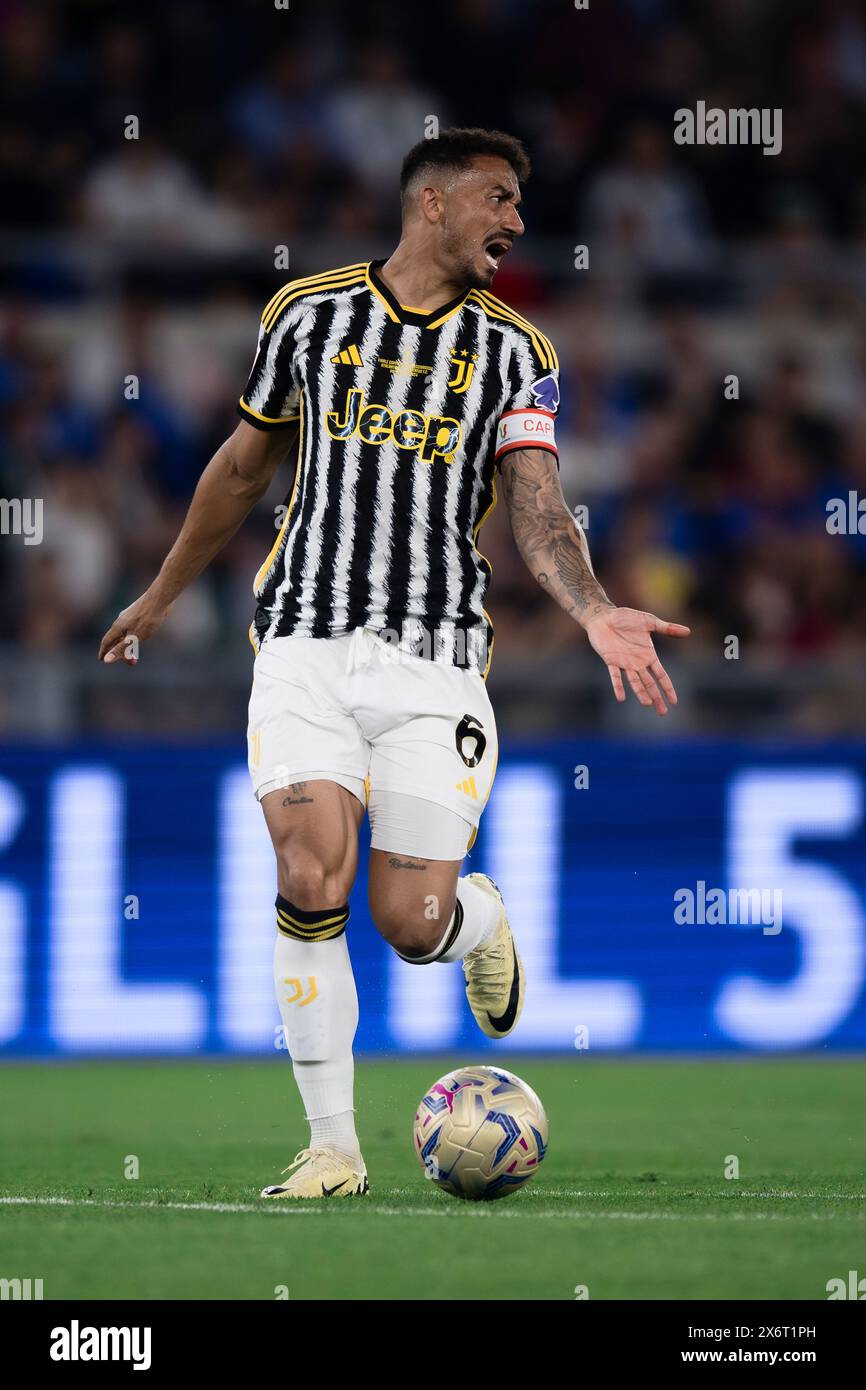Rom, Italien. 15. Mai 2024. Danilo Luiz da Silva von Juventus FC reagiert beim Finale des Coppa Italia Fussballspiels Atalanta BC und Juventus FC. Quelle: Nicolò Campo/Alamy Live News Stockfoto