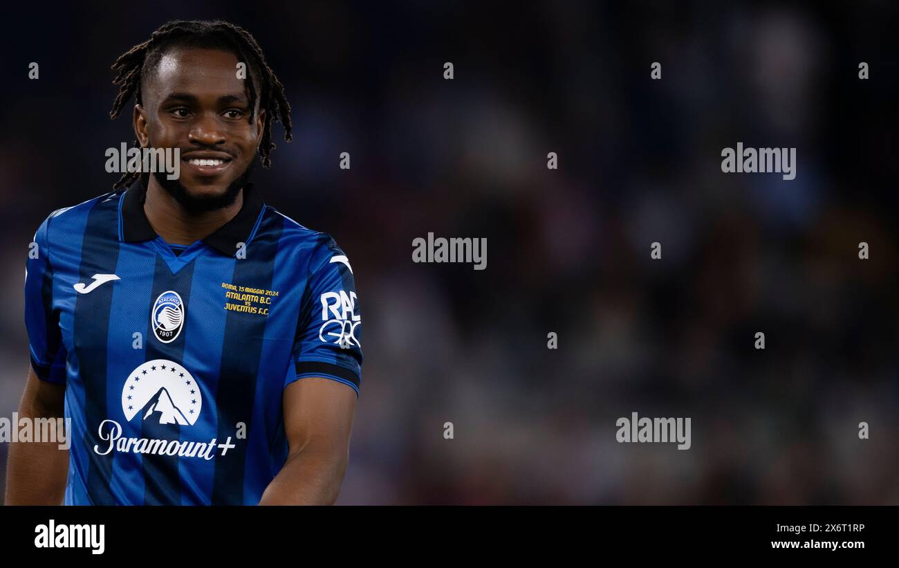 Rom, Italien. 15. Mai 2024. Ademola Lookman von Atalanta BC sieht beim Finale des Coppa Italia Fußball-Spiels Atalanta BC und Juventus FC an. Quelle: Nicolò Campo/Alamy Live News Stockfoto