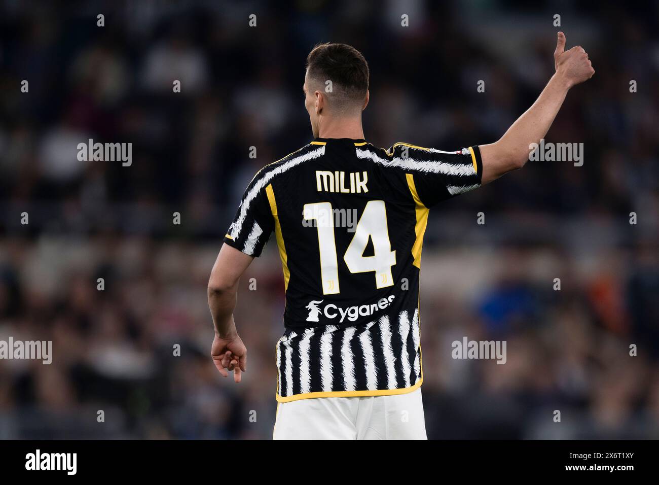 Rom, Italien. 15. Mai 2024. Arkadiusz Milik von Juventus FC Gesten während des Finalspiels von Coppa Italia Atalanta BC und Juventus FC. Quelle: Nicolò Campo/Alamy Live News Stockfoto