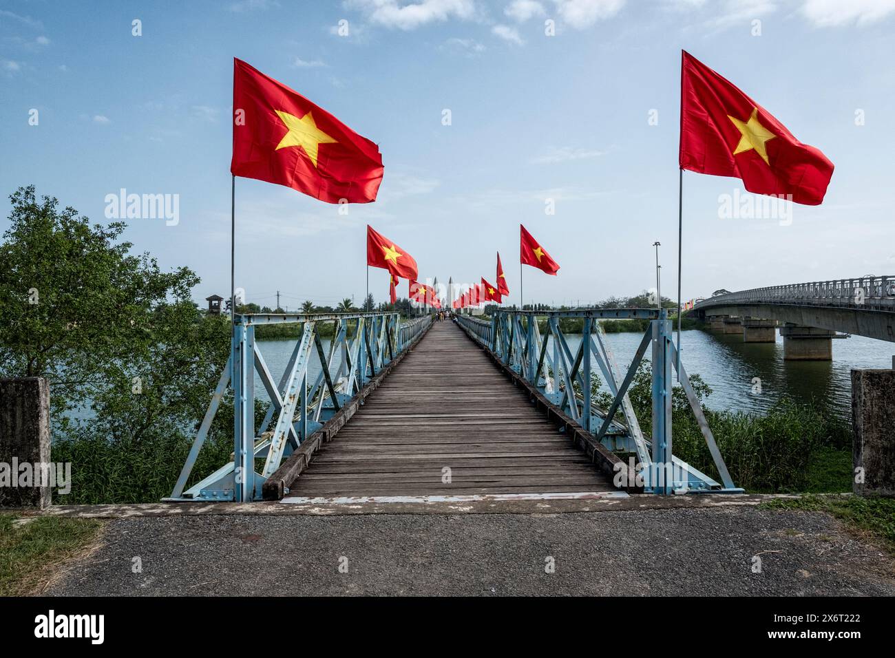 Hien Luong-Brücke, Vietnam, 17. Breitengrad, Brücke zwischen Nord- und Südvietnam Stockfoto