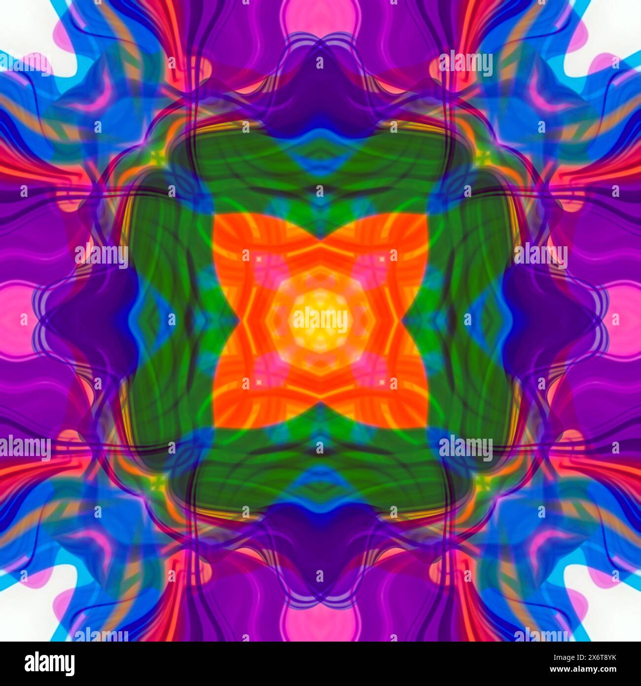 Psychedelischer Hintergrund, abstrakte, prismatische polysimmetrische Tracery Kollektion Keramikfliesen im Stil. Stockfoto