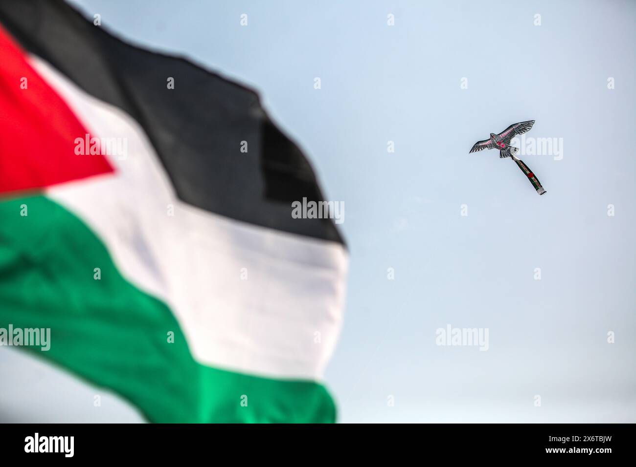 Demonstration in Palermo in Solidarität mit Palästina, organisiert von der Palästinensischen Gemeinschaft Palermo am Tag des Gedenkens an die Nakba. Stockfoto
