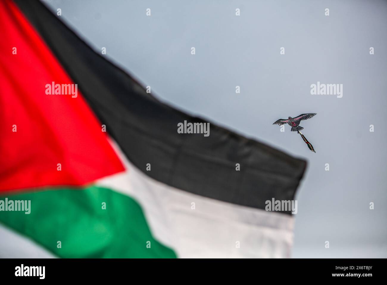 Demonstration in Palermo in Solidarität mit Palästina, organisiert von der Palästinensischen Gemeinschaft Palermo am Tag des Gedenkens an die Nakba. Stockfoto