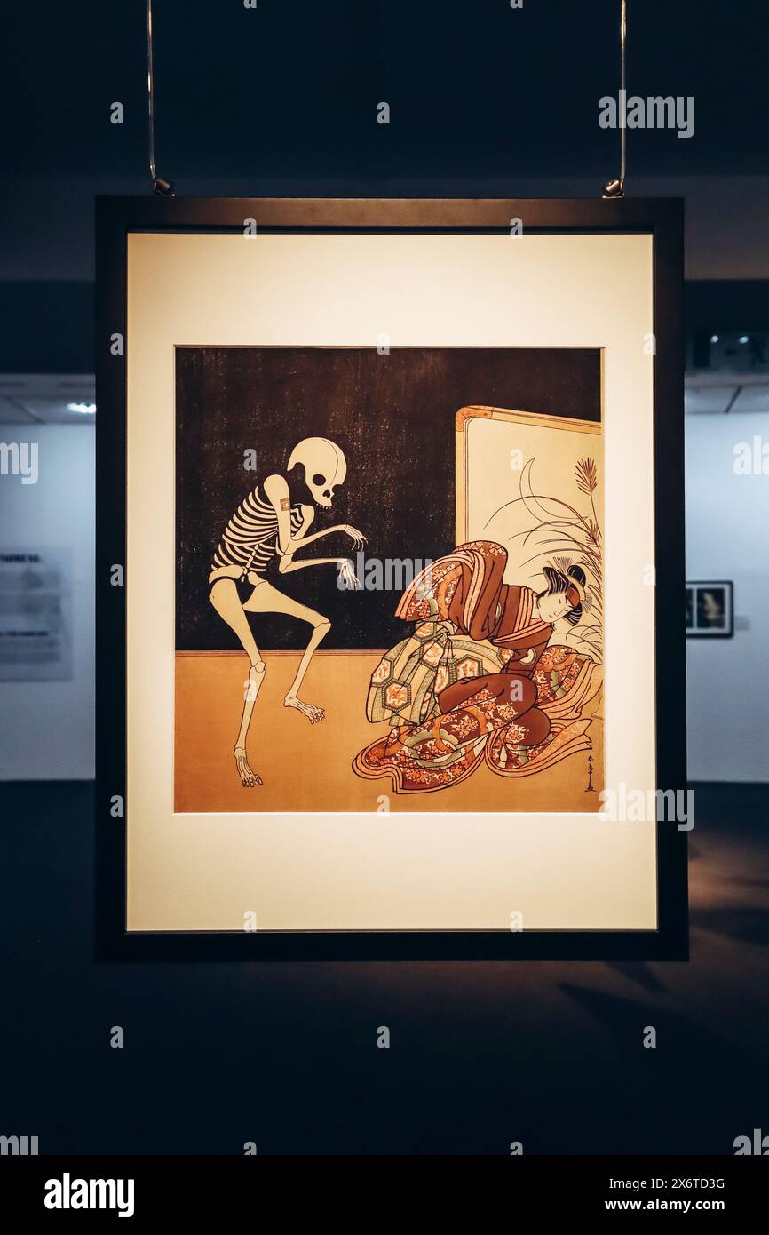 Nizza, Frankreich - 19. November 2023: Schauspieler Ichikawa Danjuro V als der Geist des abtrünnigen Mönchs Seigen vom Kiyomizu-dera-Tempel von Katsukawa Shunsho. J Stockfoto