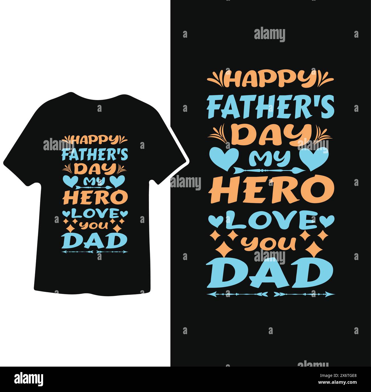 Happy Vatertag My Hero Love You, Vatertag T-Shirt-Design auf Textbasis Stock Vektor