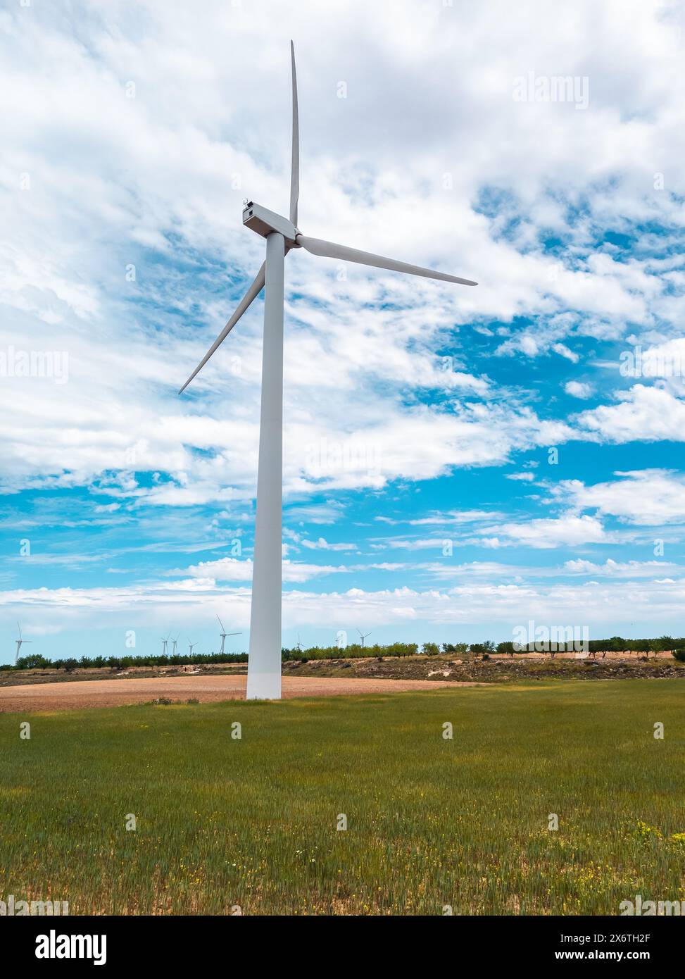 Windmühlen zur Stromerzeugung, Zaragoza Provinz, Aragon, Spanien Stockfoto