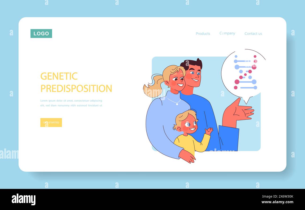 Genetische Prädisposition. Familie erforscht die Rolle der Genetik für die Zahngesundheit, Verständnis von vererbten Risiken und Prävention. Stock Vektor