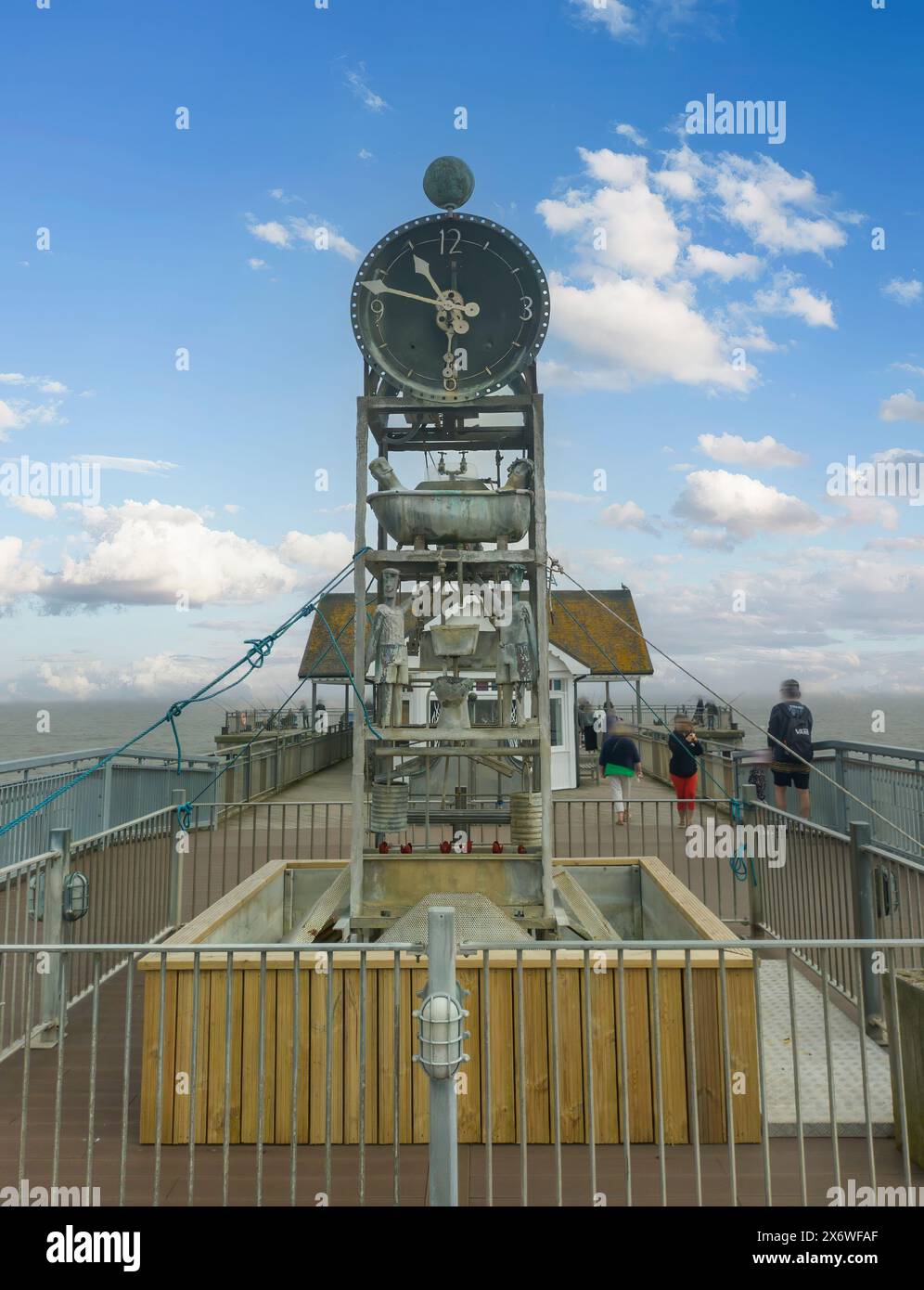 Die Pier Waterclock in Southwold, Suffolk, Großbritannien Stockfoto