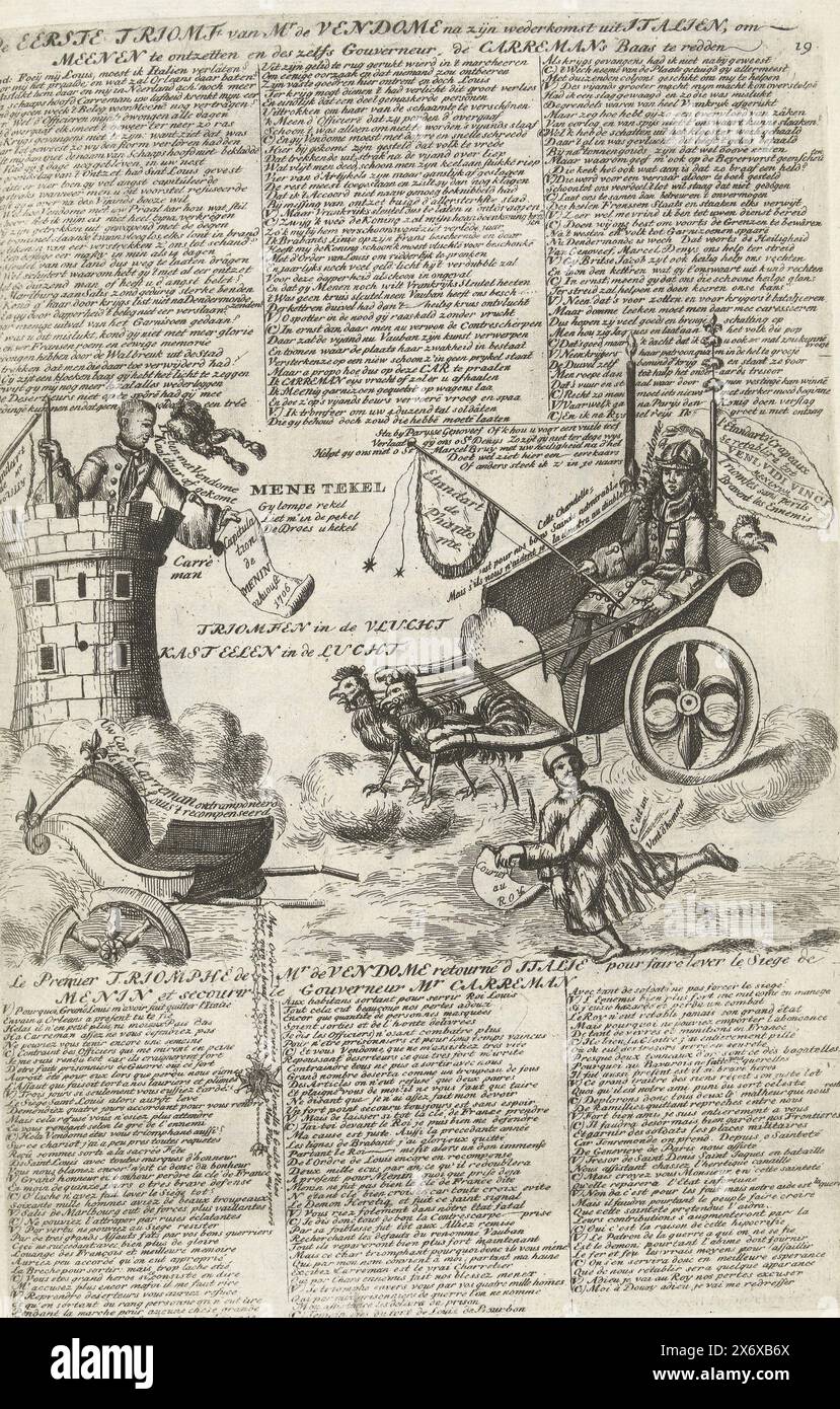 Cartoon über den Verlust Menins und die Ankunft des Herzogs von Vendôme
