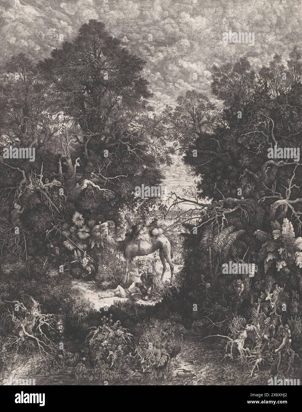 Good Samaritan, Le Bon Samaritain, Druck, Druckerei: Rodolphe Bresdin, (auf dem Gegenstand erwähnt), Drucker: Joseph Rose Lemercier, (auf dem Gegenstand erwähnt), Paris, 1861, Papier, Höhe, 568 mm x Breite, 446 mm Stockfoto