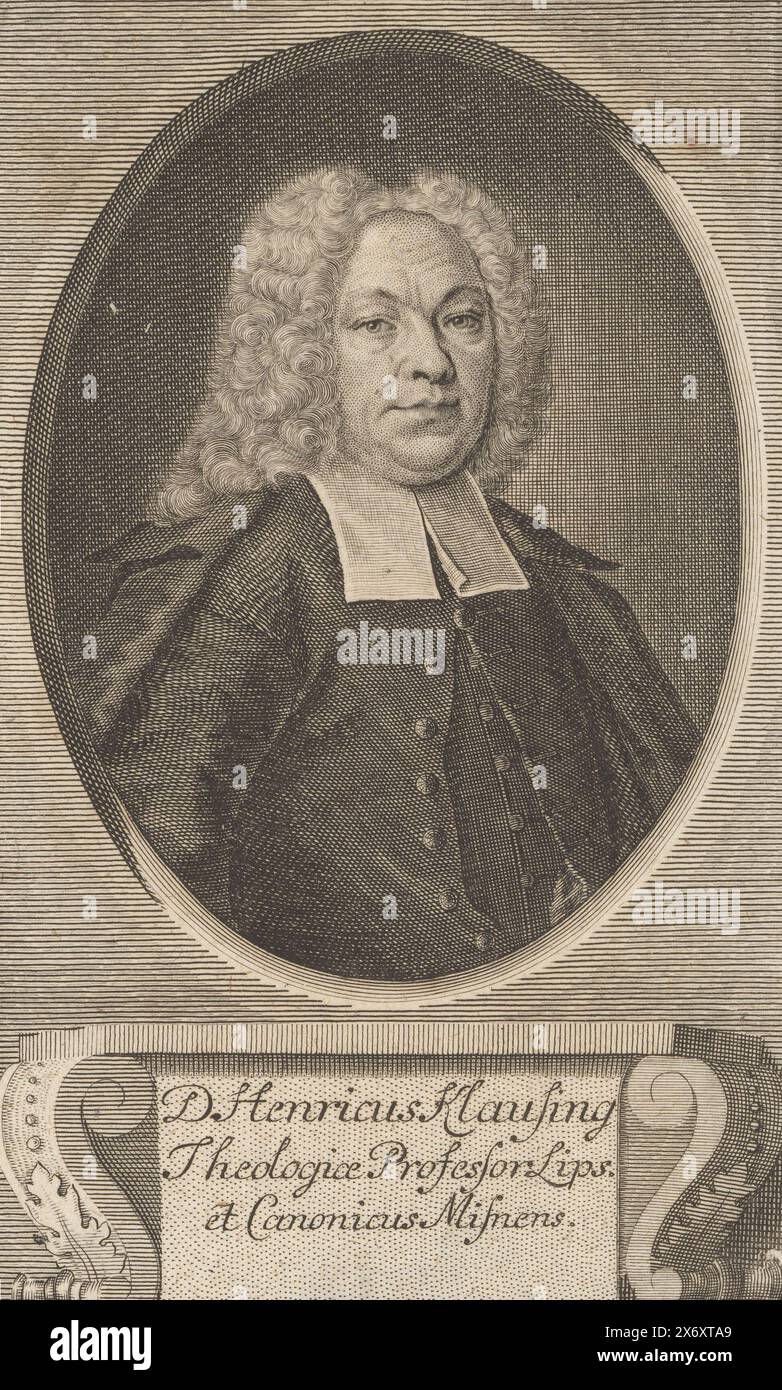 Porträt von Heinrich Klausing, Druck, Druckerei: Johann Martin Bernigeroth, Leipzig, 1736, Papier, Gravur, Höhe, 167 mm x Breite, 103 mm Stockfoto