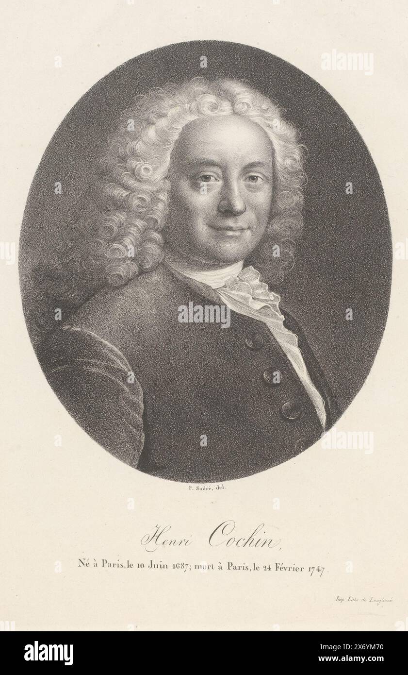 Porträt von Henri Cochin, Henri Cochin (Titel auf Objekt), Porträts französischer Berühmtheiten (Titel der Serie), Le panthéon francais (Titel der Serie), Druck, Druckerei: Jean Pierre Sudre (1783-1866), (auf Objekt erwähnt), Drucker: Pierre Langlumé, (auf Objekt erwähnt), Paris, 1820 - 1827, Papier, Höhe, 439 mm x Breite, 296 mm Stockfoto