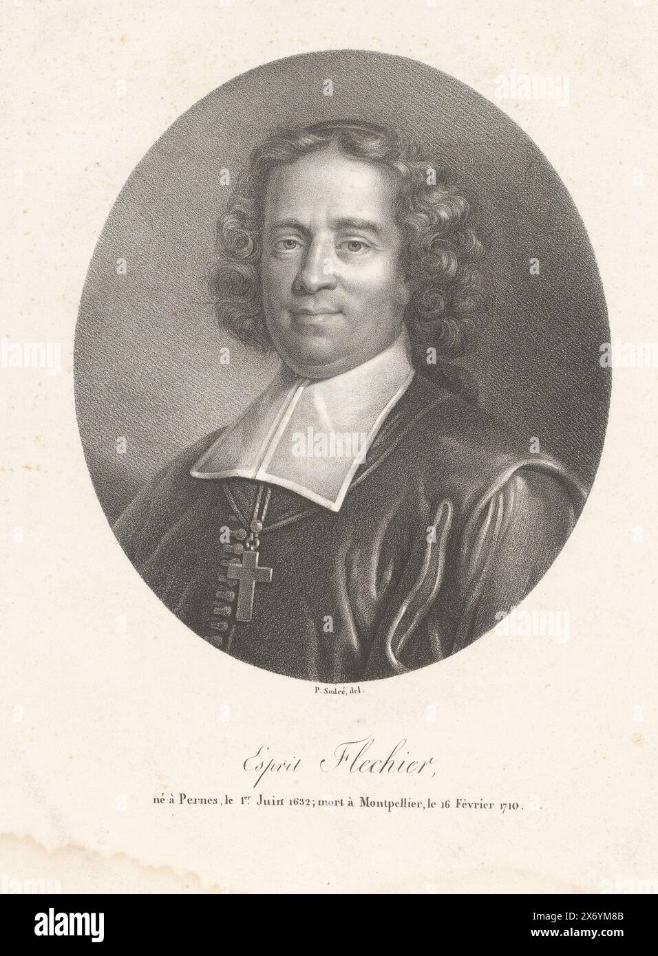 Porträt von Esprit Fléchier, Esprit Flechier (Titel auf Objekt), Porträts französischer Berühmtheiten (Titel der Serie), Le panthéon francais (Titel der Serie), Druck, Druckerei: Jean Pierre Sudre (1783-1866), (auf Objekt erwähnt), 1820 - 1827, Papier, Höhe, 480 mm x Breite, 320 mm Stockfoto