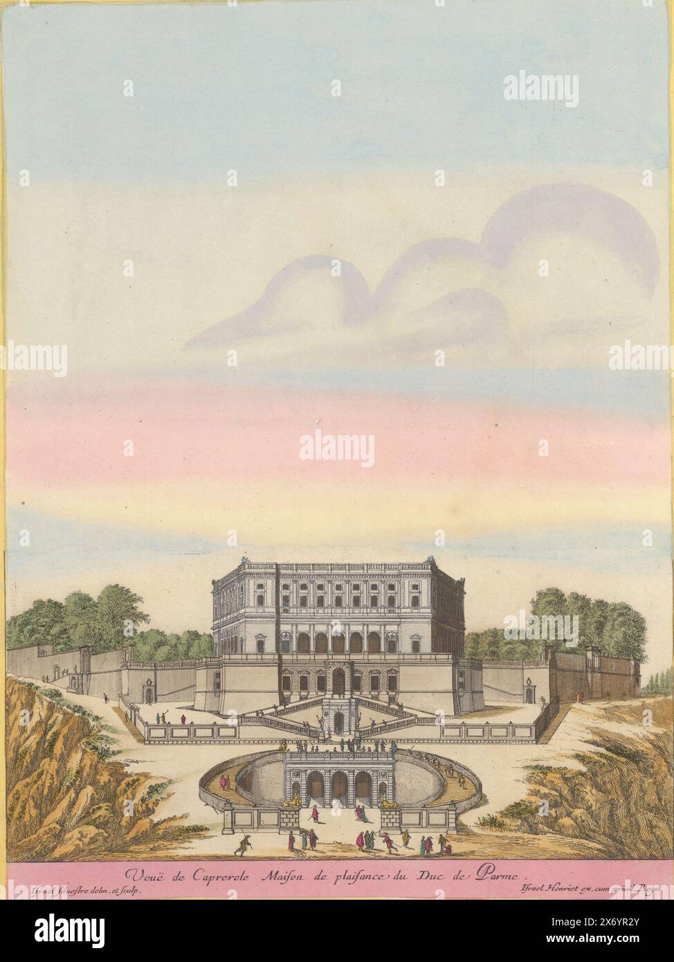 Villa Farnese in Caprarola, Veuë de l’Eglise Sainct Gregoire a Rome (Titel auf Objekt), Ansichten von Italien (Titel auf Objekt), Ansicht der Villa Farnese, auch bekannt als Palazzo Farnese oder Villa Caprarola, eine monumentale italienische Villa in Caprarola, in der Provinz Viterbo. Titel in französischer Sprache am unteren Rand. Druck ist Teil eines Albums., Druck, Druckerei: Israël Silvestre, (erwähnt auf Objekt), nach eigenem Entwurf von: Israël Silvestre, (erwähnt auf Objekt), Verlag: Israël Henriet, (erwähnt auf Objekt), Druckerei: Paris, nach eigenem Entwurf von: Paris, Verlag: Paris, den Haag, Frankreich Stockfoto Villa Farnese in Caprarola, Veuë de l’Eglise Sainct Gregoire a Rome (Titel auf Objekt), Ansichten von Italien (Titel auf Objekt), Ansicht der Villa Farnese, auch bekannt als Palazzo Farnese oder Villa Caprarola, eine monumentale italienische Villa in Caprarola, in der Provinz Viterbo. Titel in französischer Sprache am unteren Rand. Druck ist Teil eines Albums., Druck, Druckerei: Israël Silvestre, (erwähnt auf Objekt), nach eigenem Entwurf von: Israël Silvestre, (erwähnt auf Objekt), Verlag: Israël Henriet, (erwähnt auf Objekt), Druckerei: Paris, nach eigenem Entwurf von: Paris, Verlag: Paris, den Haag, Frankreich Stockfoto