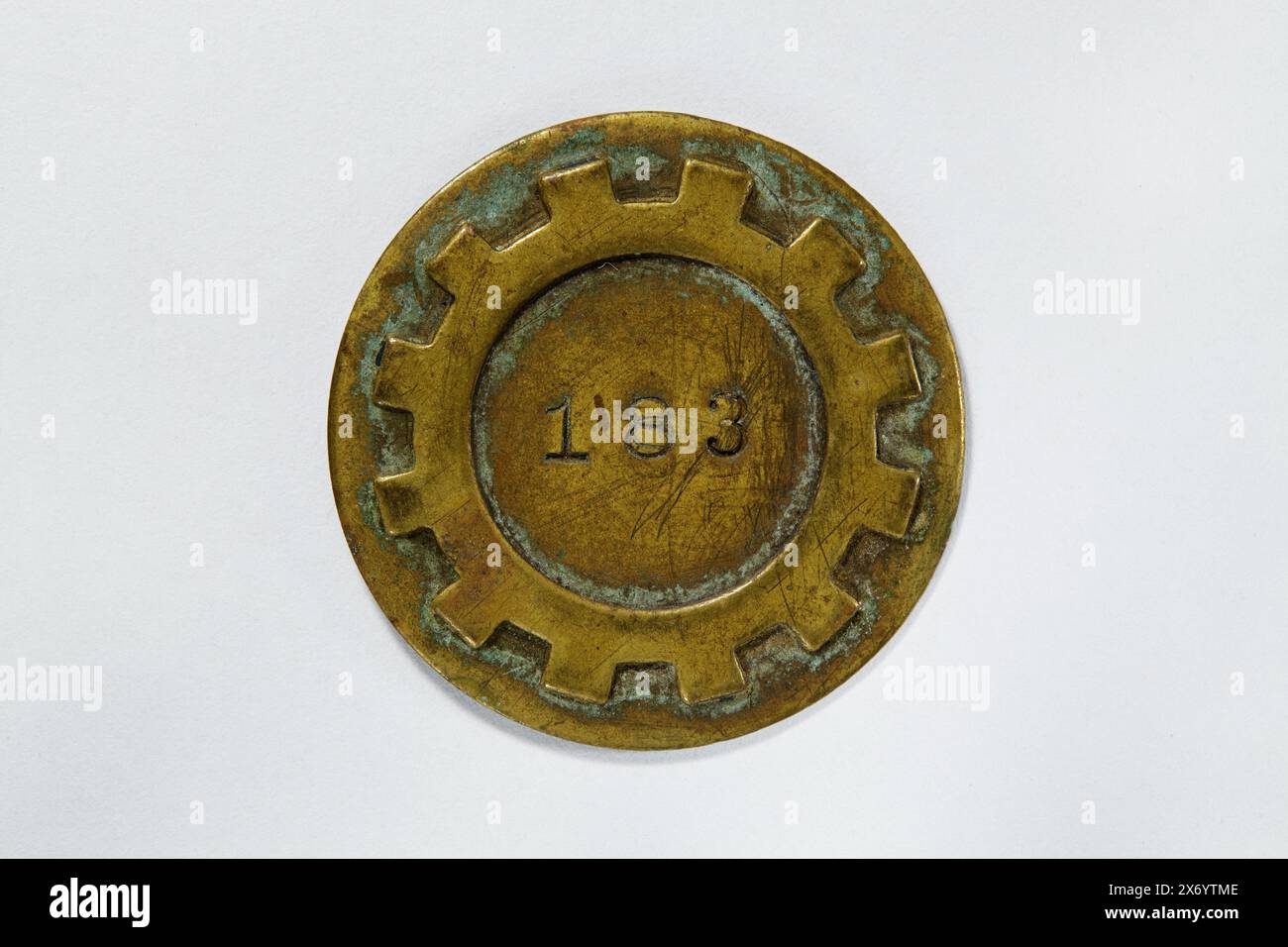 Ein Bronzemetall, das die Rückseite des Prämienzeichens ist Stockfoto